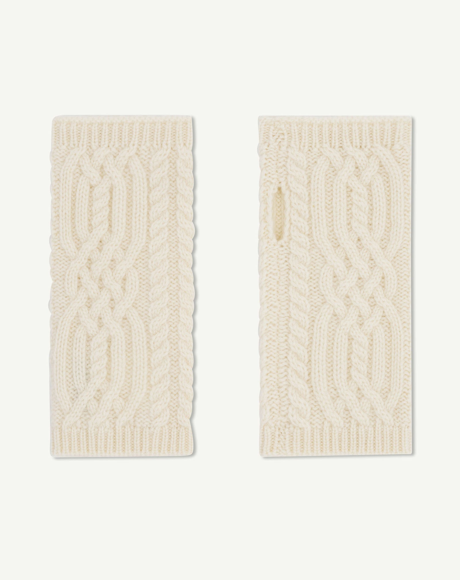 Mitaines à torsades -ECRU-100% cachemire