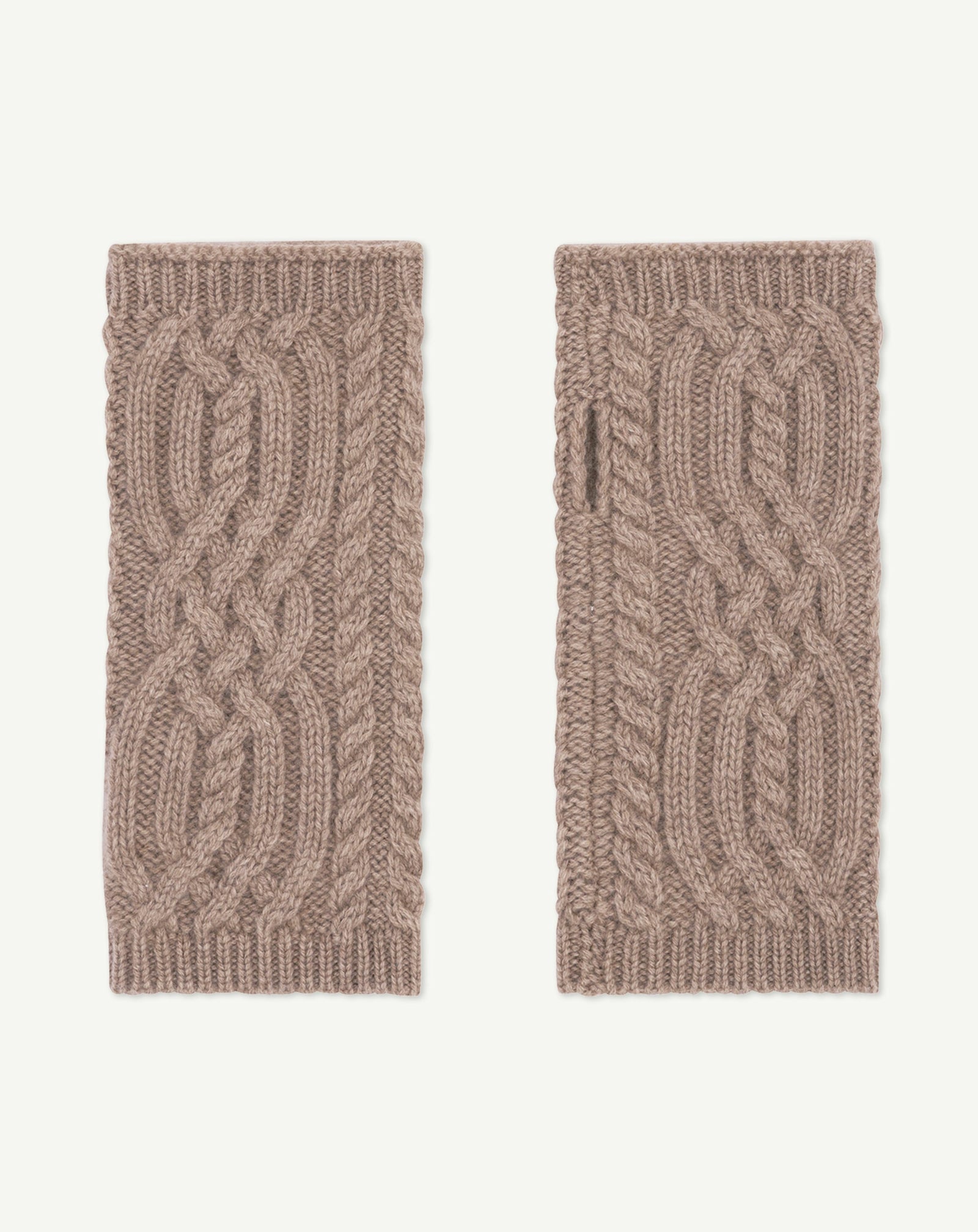 Mitaines à torsades -GREIGE-100% cachemire