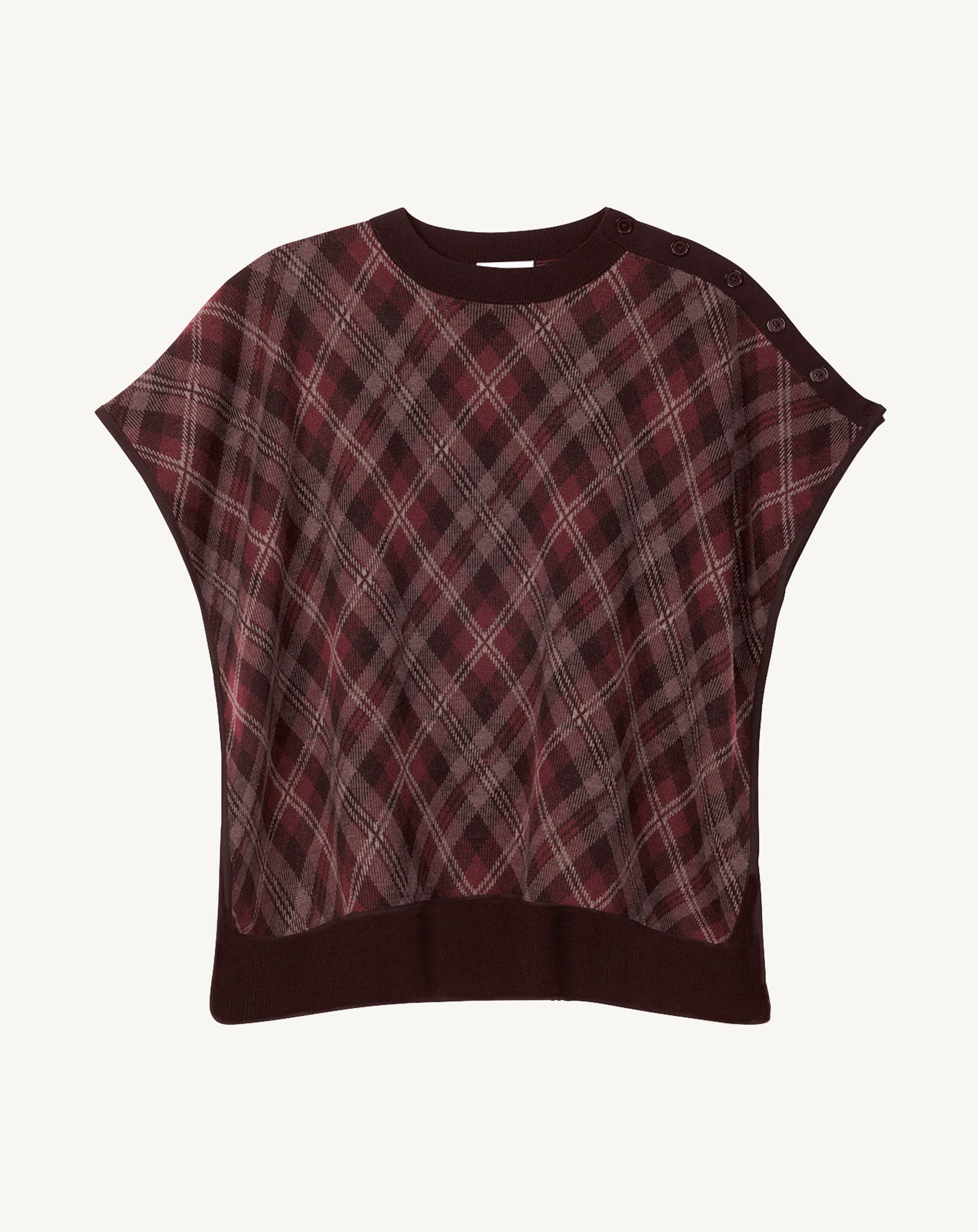 Poncho tartan-MURE/CHOCOLAT-100% laine + 70% laine 30% cachemire