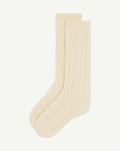 Chaussettes à torsades -ECRU-100% cachemire