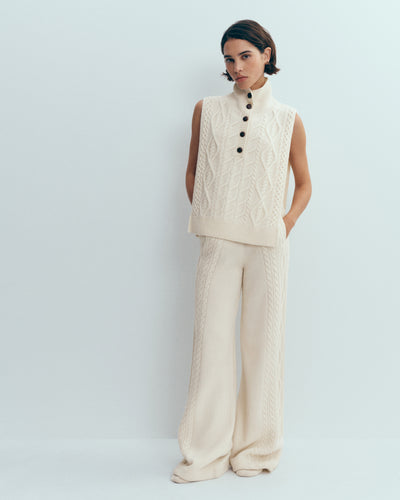 Plastron à torsades-ECRU-100% cachemire