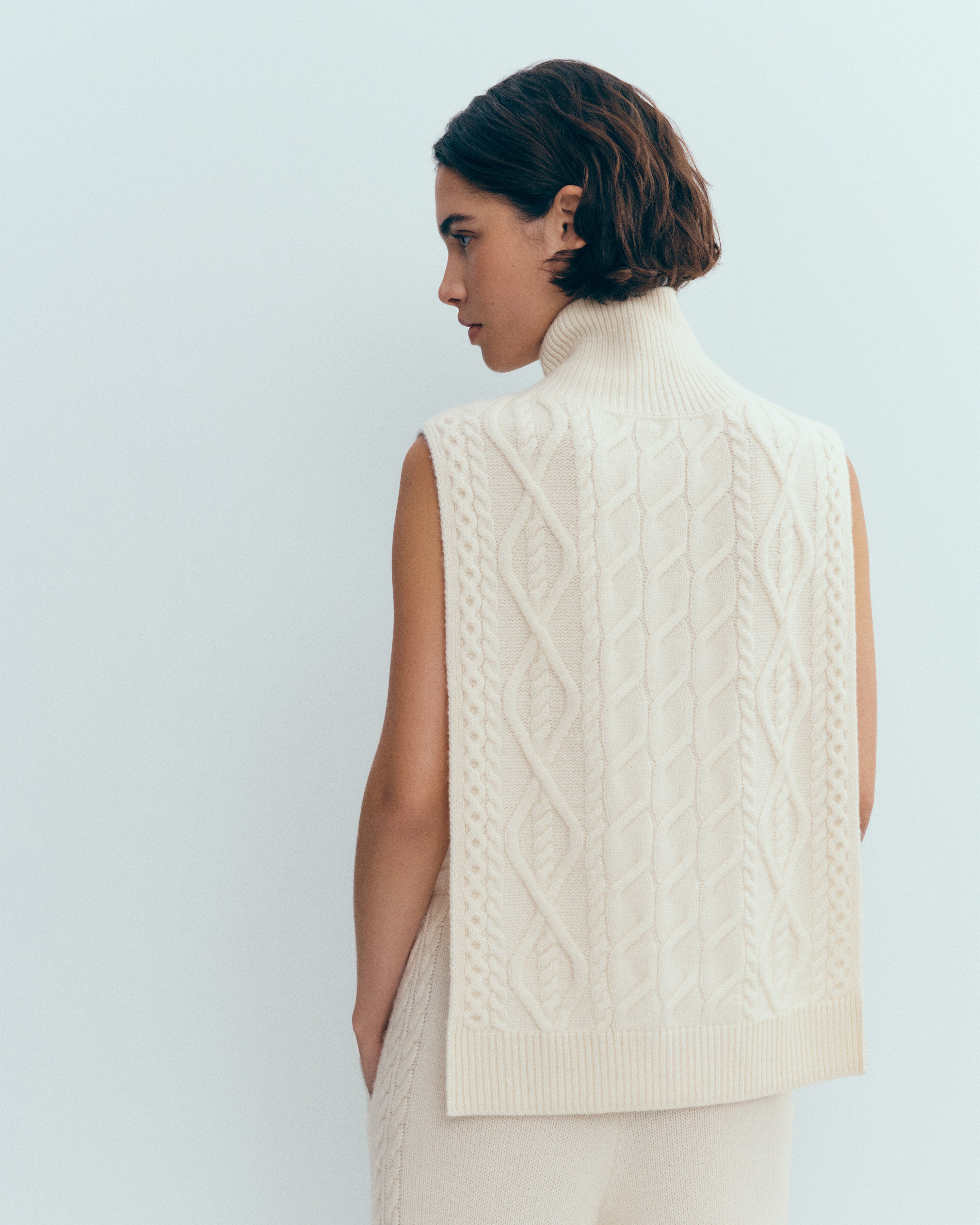 Plastron à torsades-ECRU-100% cachemire