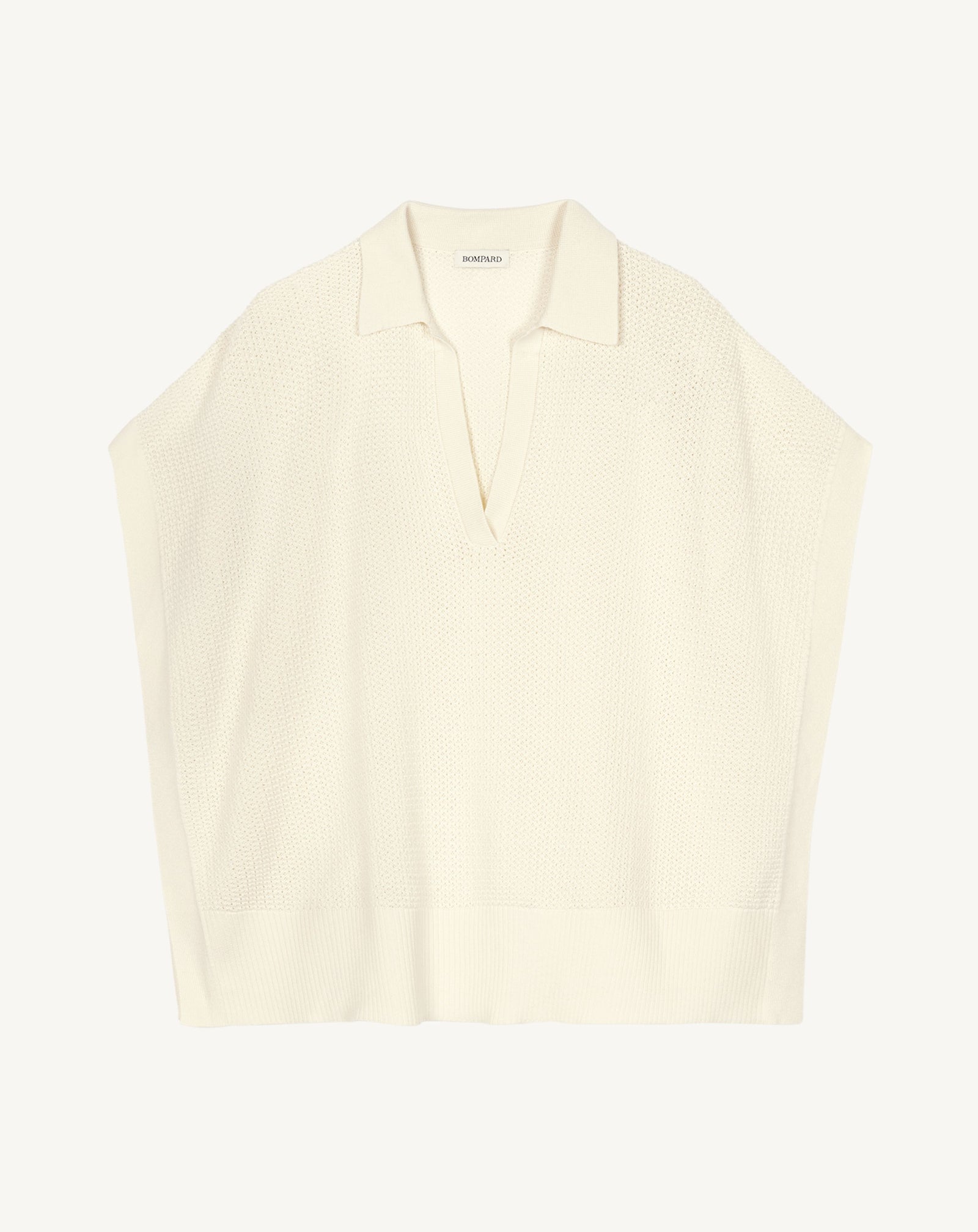 Poncho polo point gaufré-NATUREL-55% soie 45% coton bio