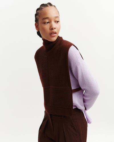 Plastron point ottoman-CAFE-70% cachemire 30% soie