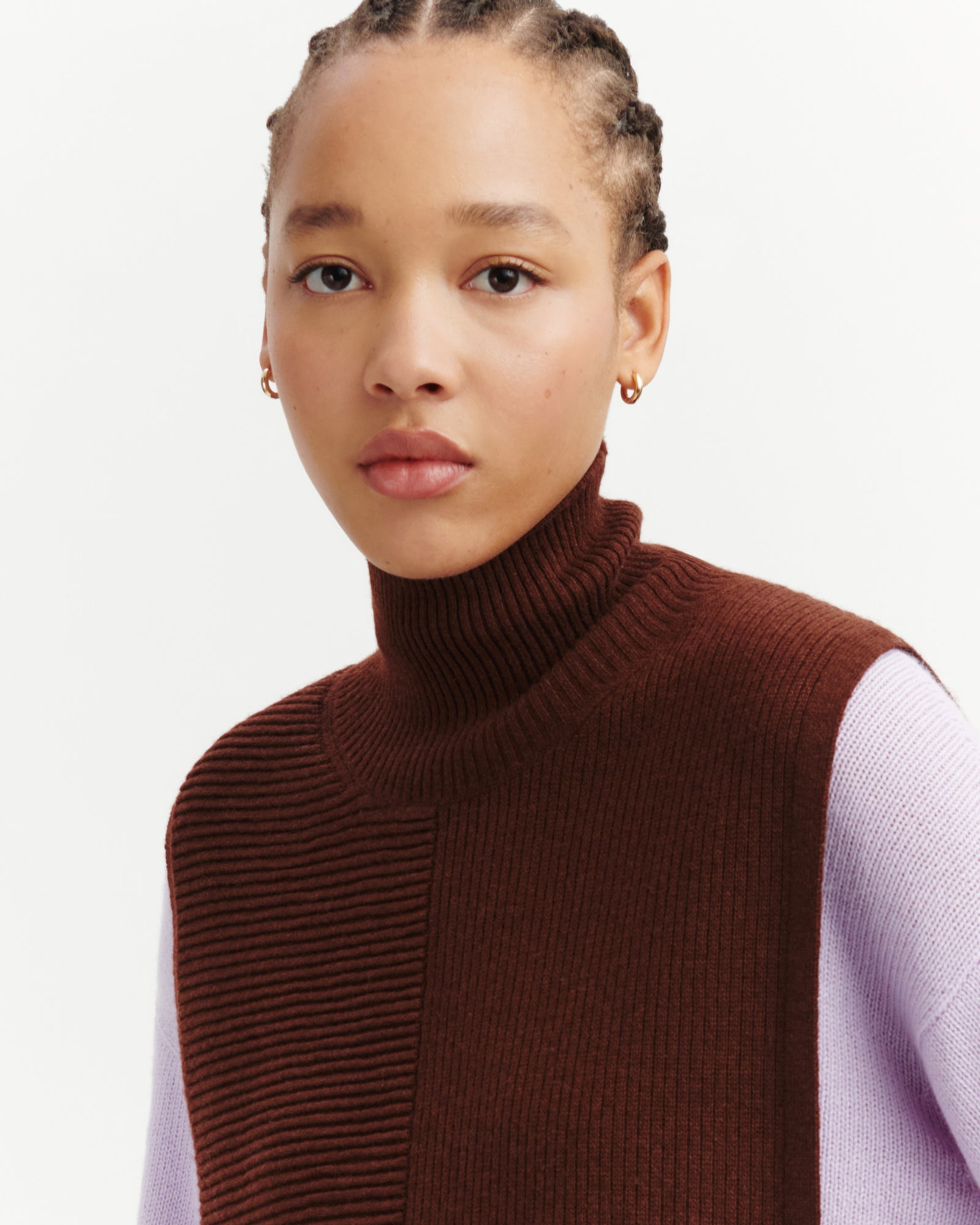 Plastron point ottoman-CAFE-70% cachemire 30% soie