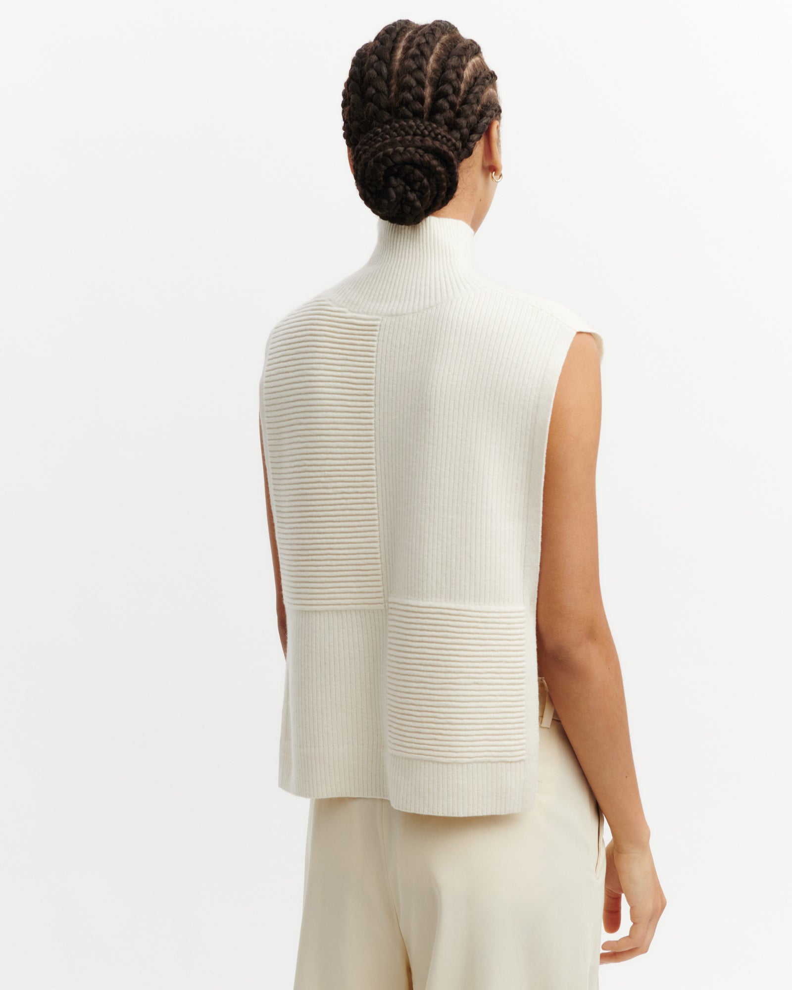 Plastron point ottoman-CREAM-70% cachemire 30% soie