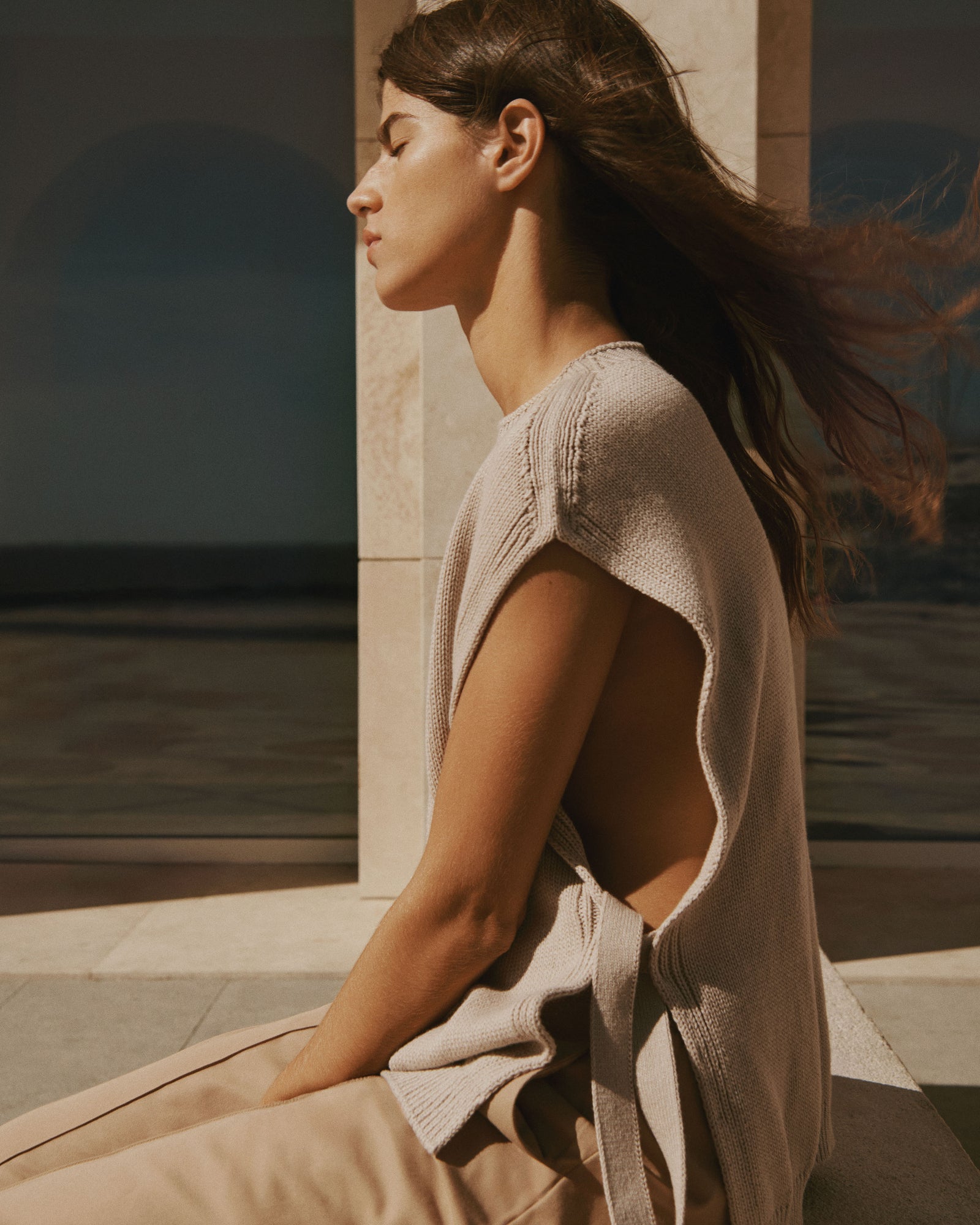 Plastron à nouer-TOURTERELLE-80% coton 20% cachemire