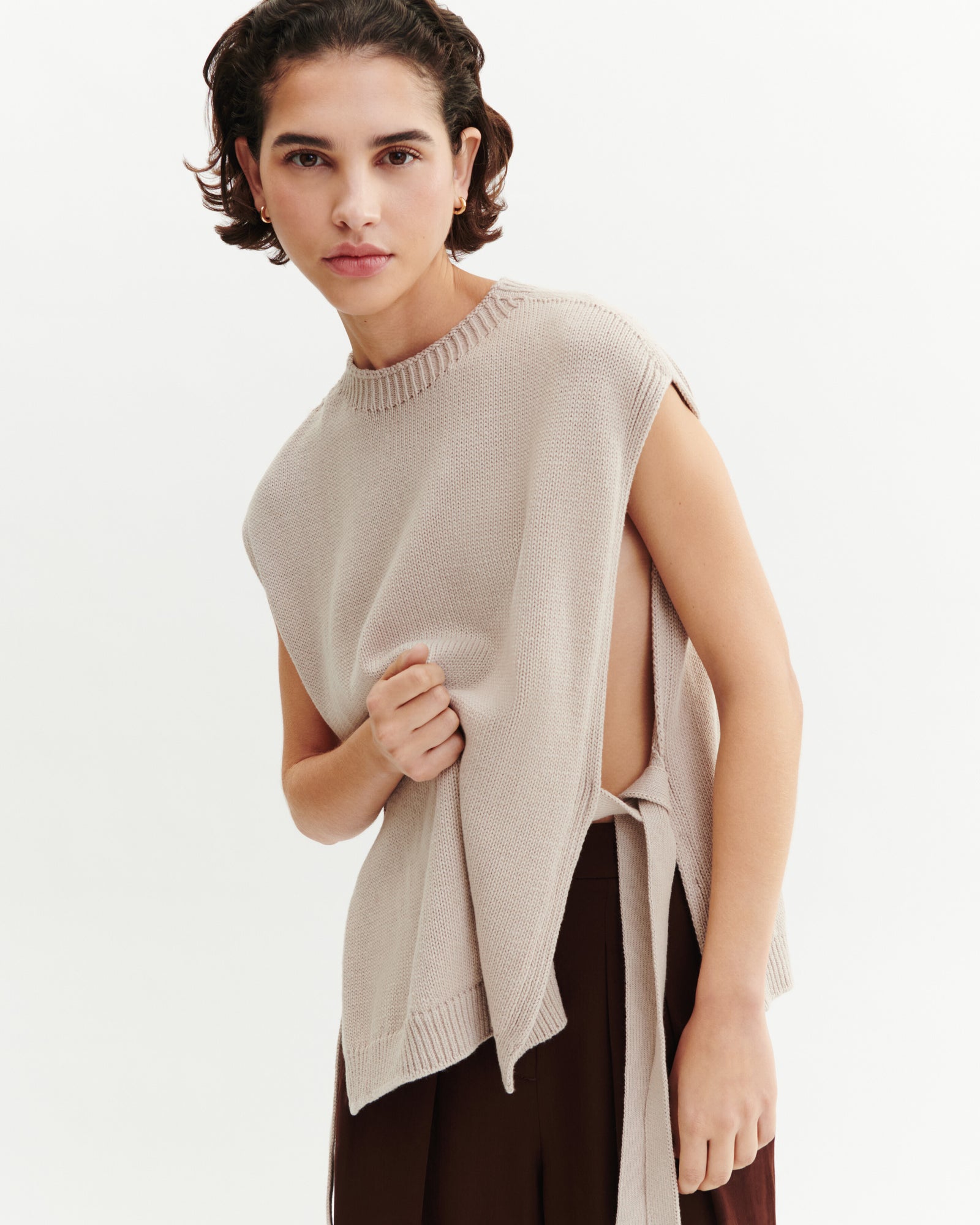 Plastron à nouer-TOURTERELLE-80% coton 20% cachemire