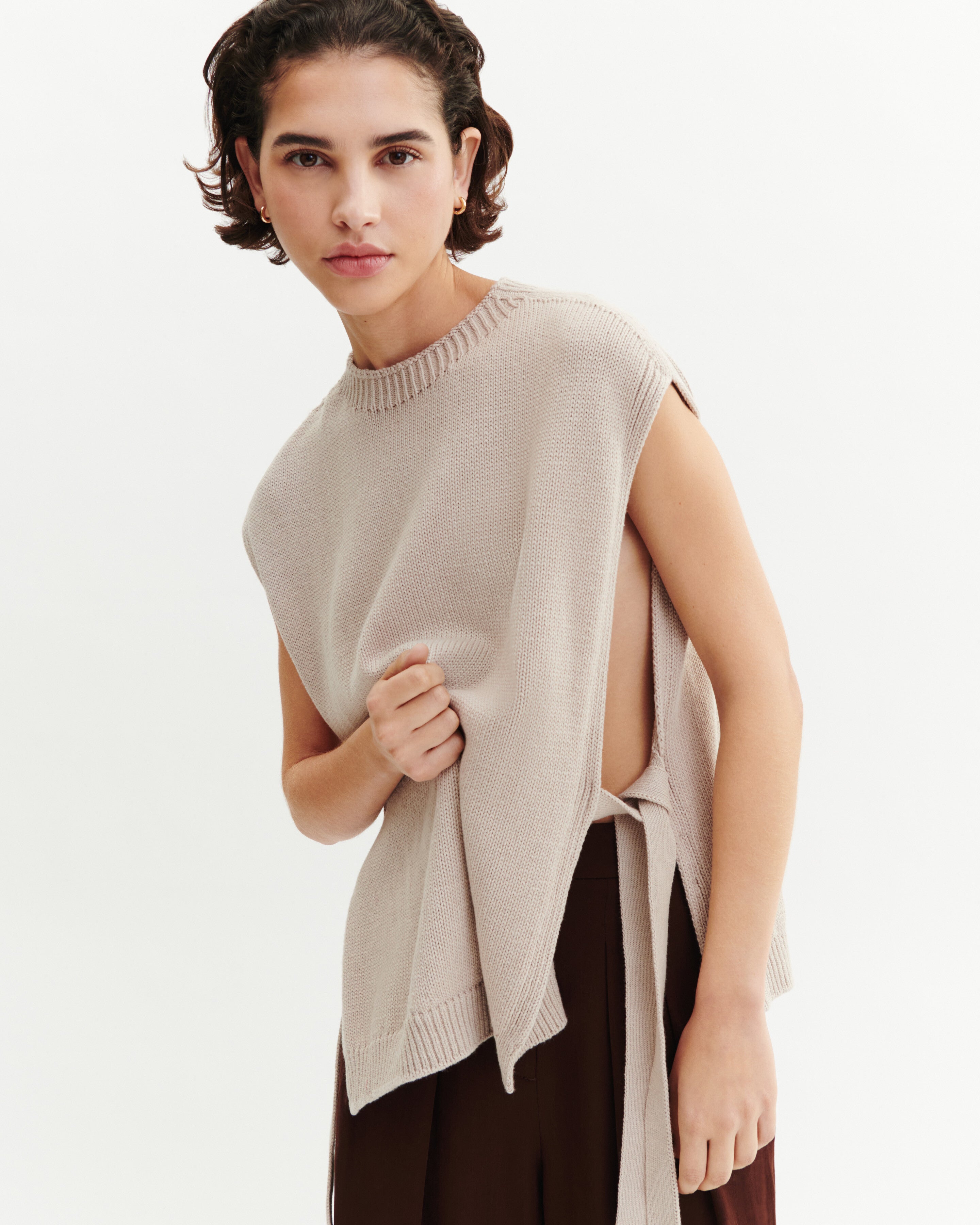 Plastron à nouer-TOURTERELLE-80% coton 20% cachemire