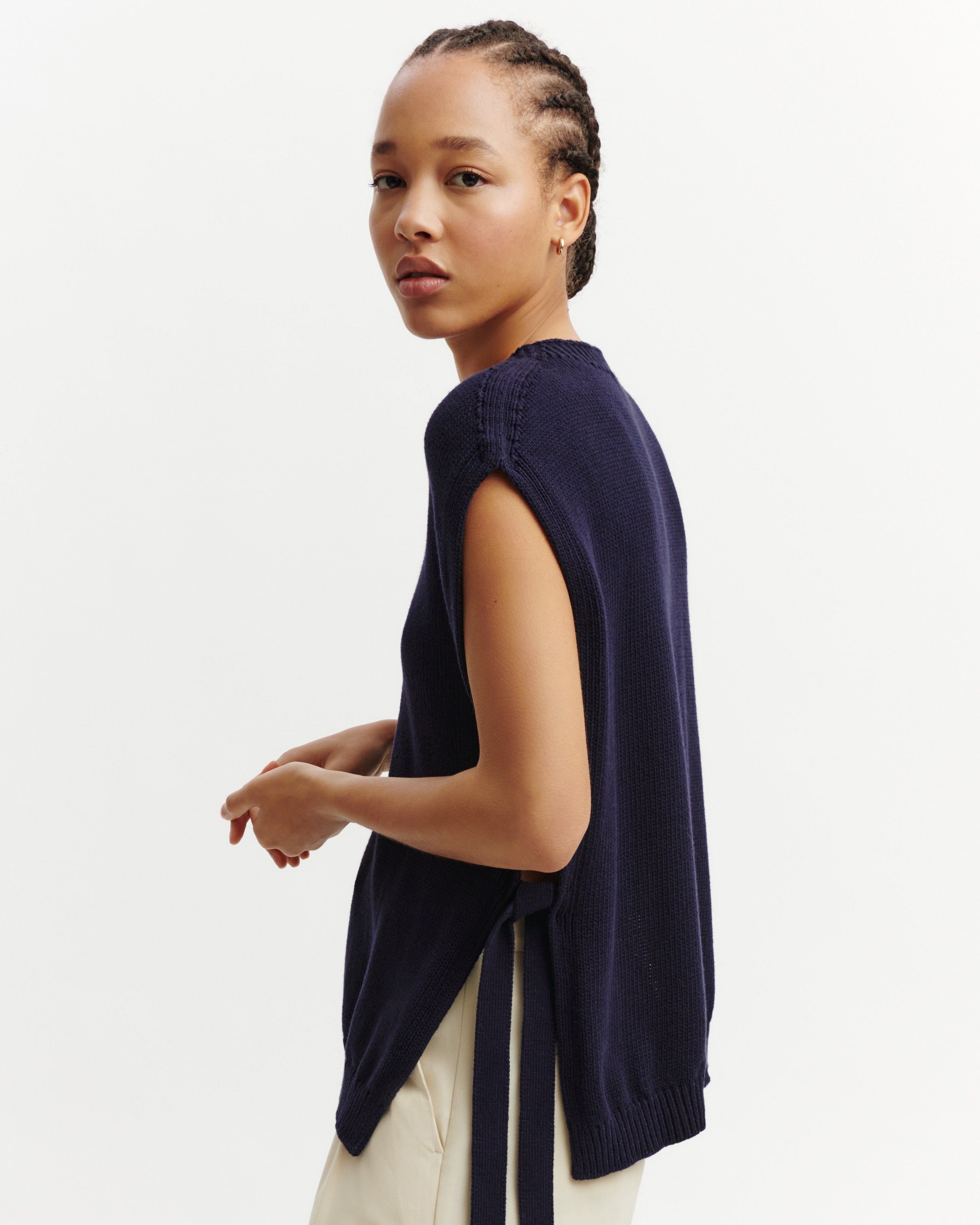 Plastron à nouer-MARINE-80% coton 20% cachemire