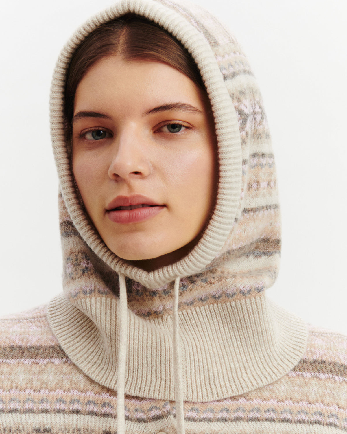 Cagoule fairisle-ROSE QUARTZ/AVOINE-100% cachemire