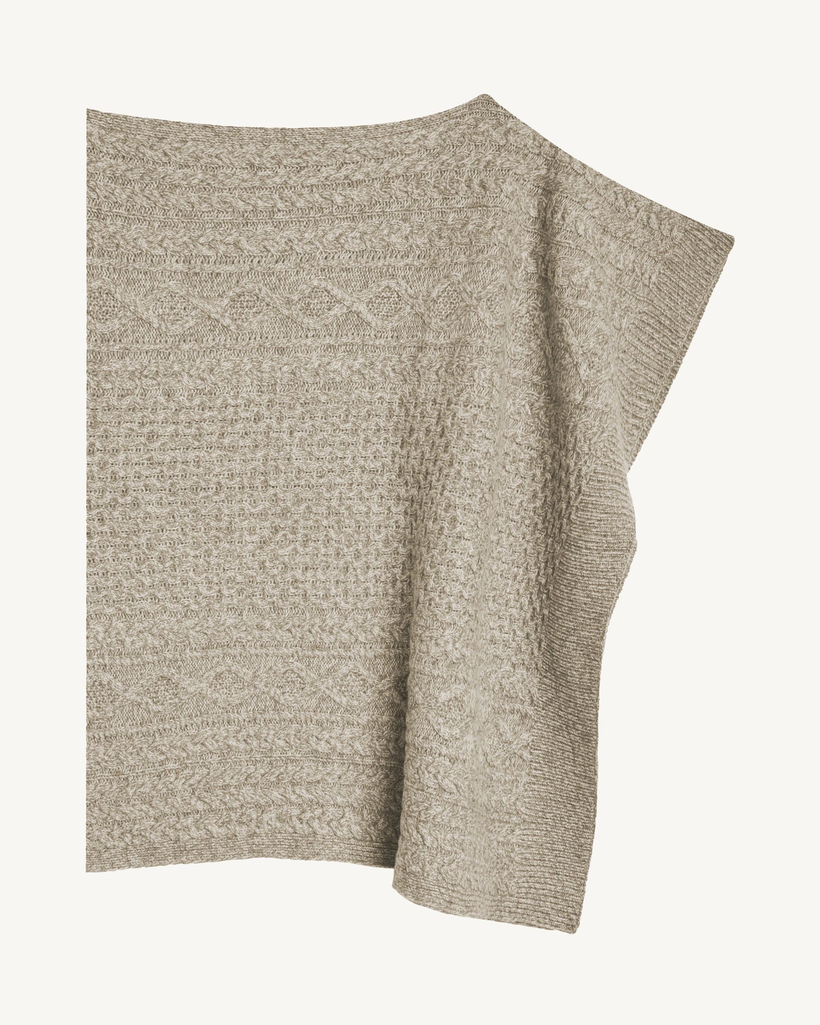 Poncho à torsades-AVOINE/MILLET-100% cachemire