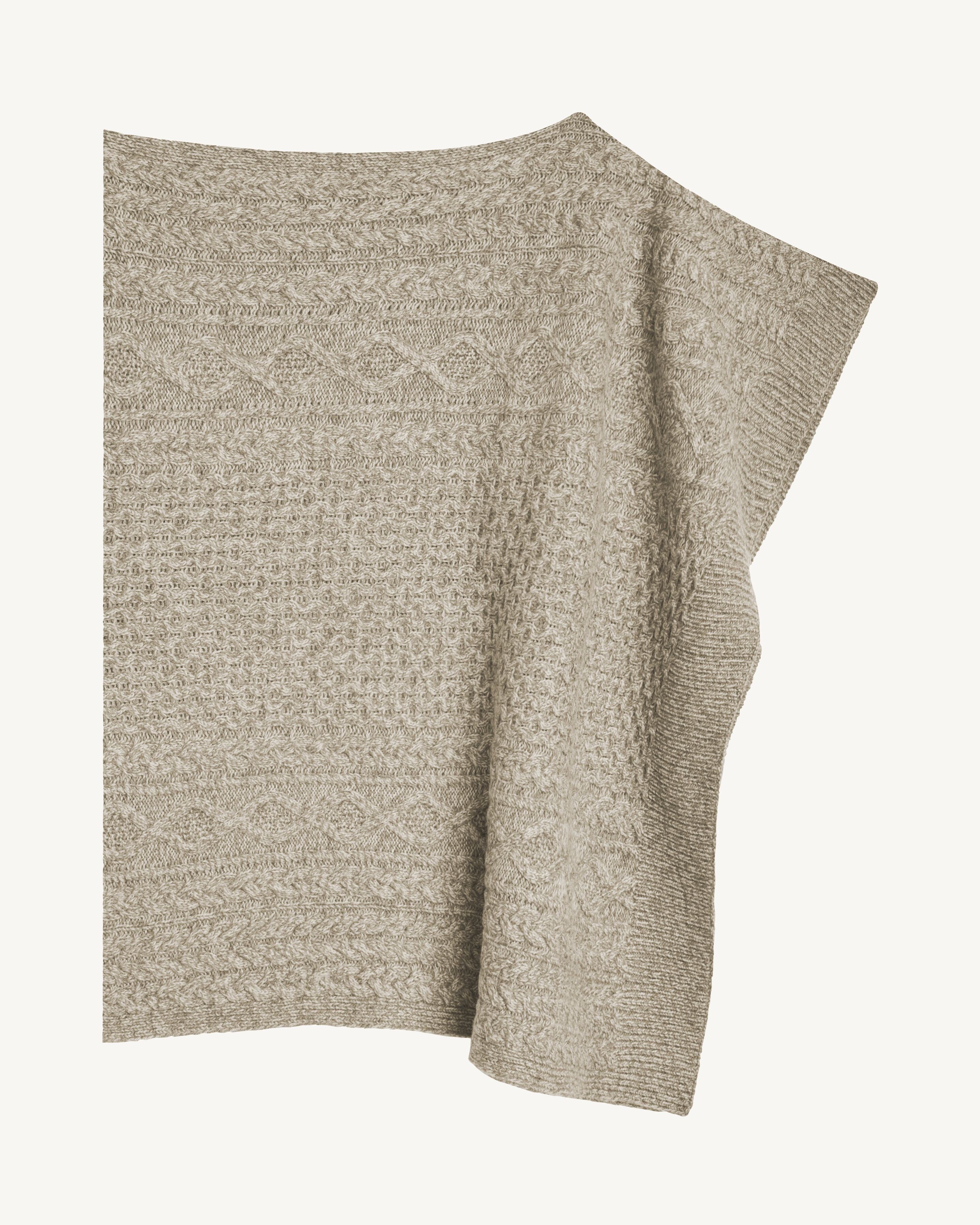 Poncho à torsades-AVOINE/MILLET-100% cachemire