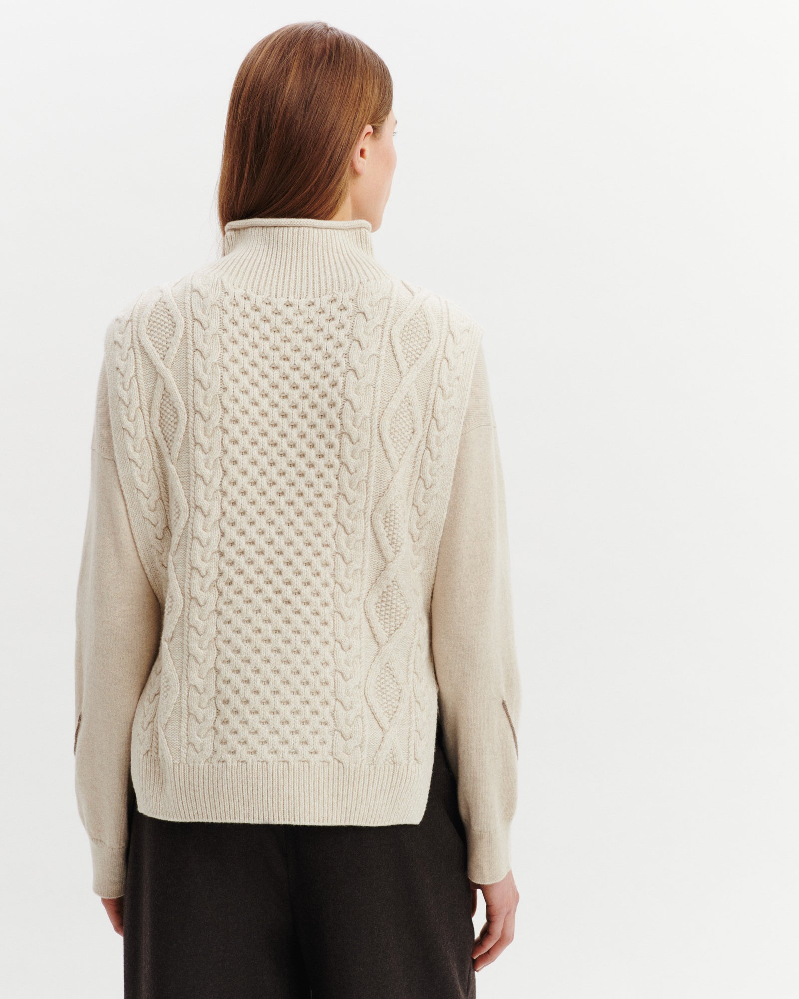 Plastron à torsades-AVOINE/NATUREL-100% cachemire