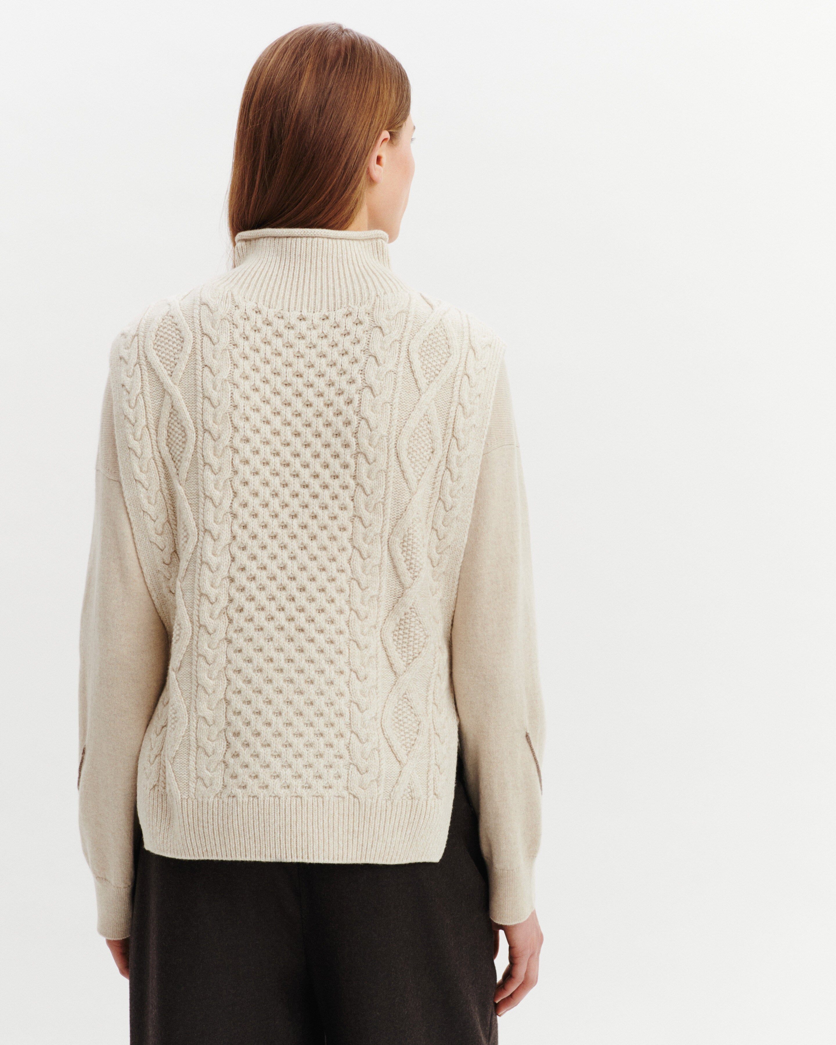 Plastron à torsades-AVOINE/NATUREL-100% cachemire
