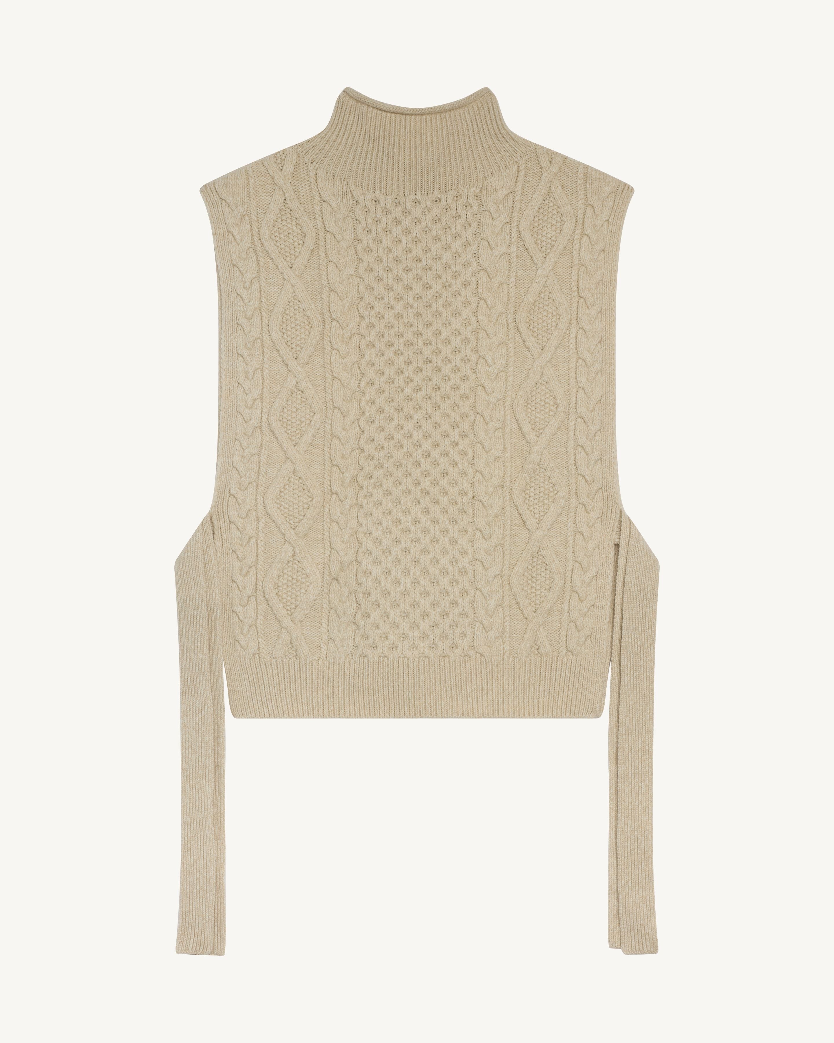 Plastron à torsades-AVOINE/NATUREL-100% cachemire