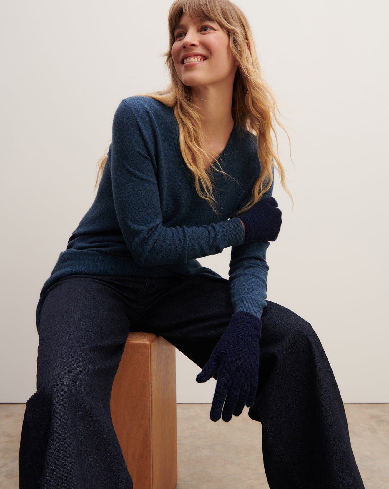 Gants femme-MARINE-100% cachemire