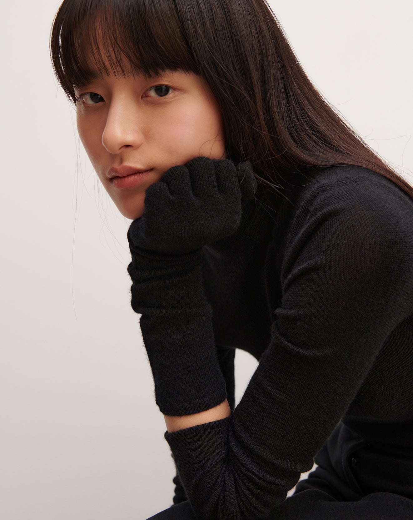 Gants longs-NOIR-100% CACHEMIRE