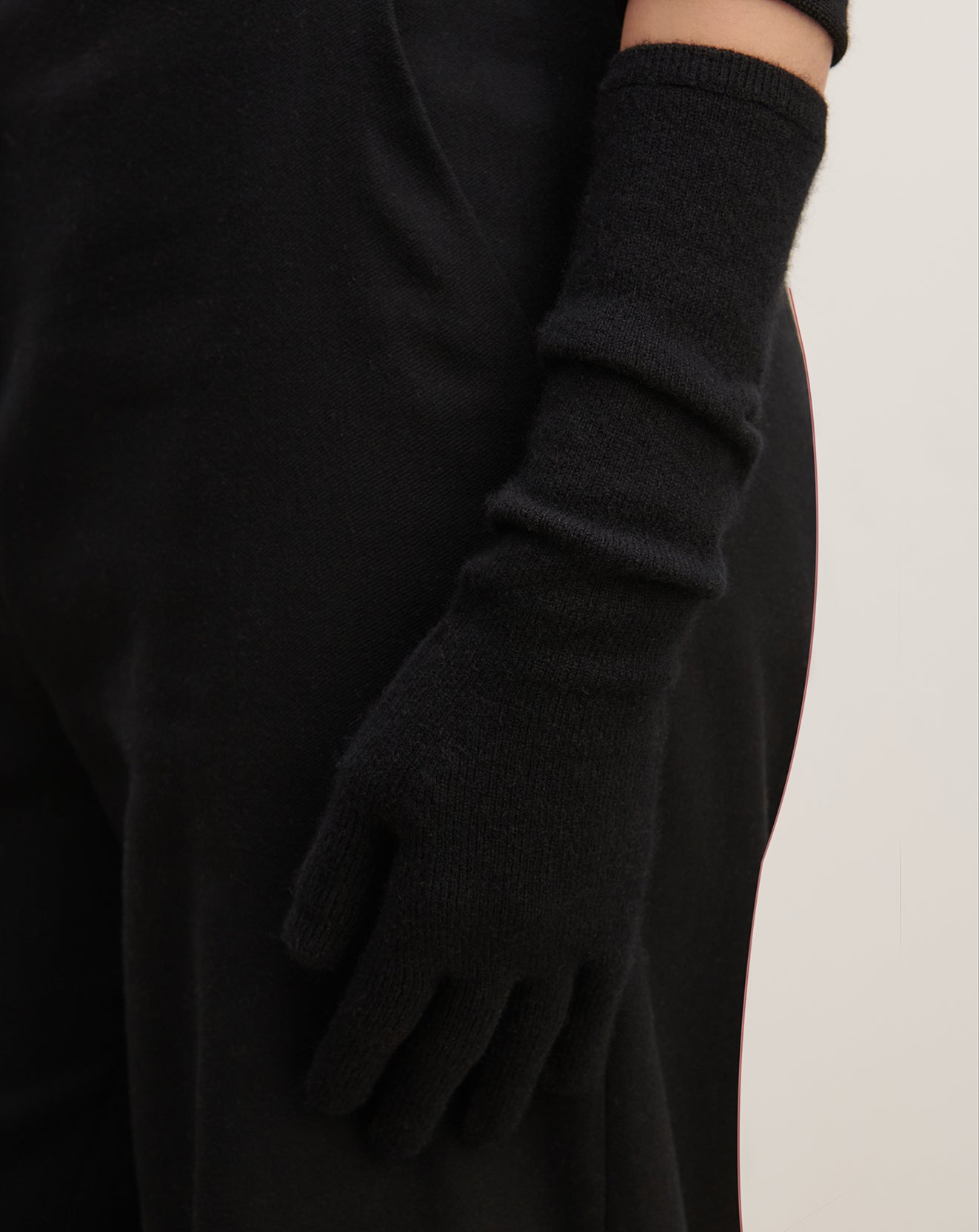 Longs gants-NOIR-100% cachemire