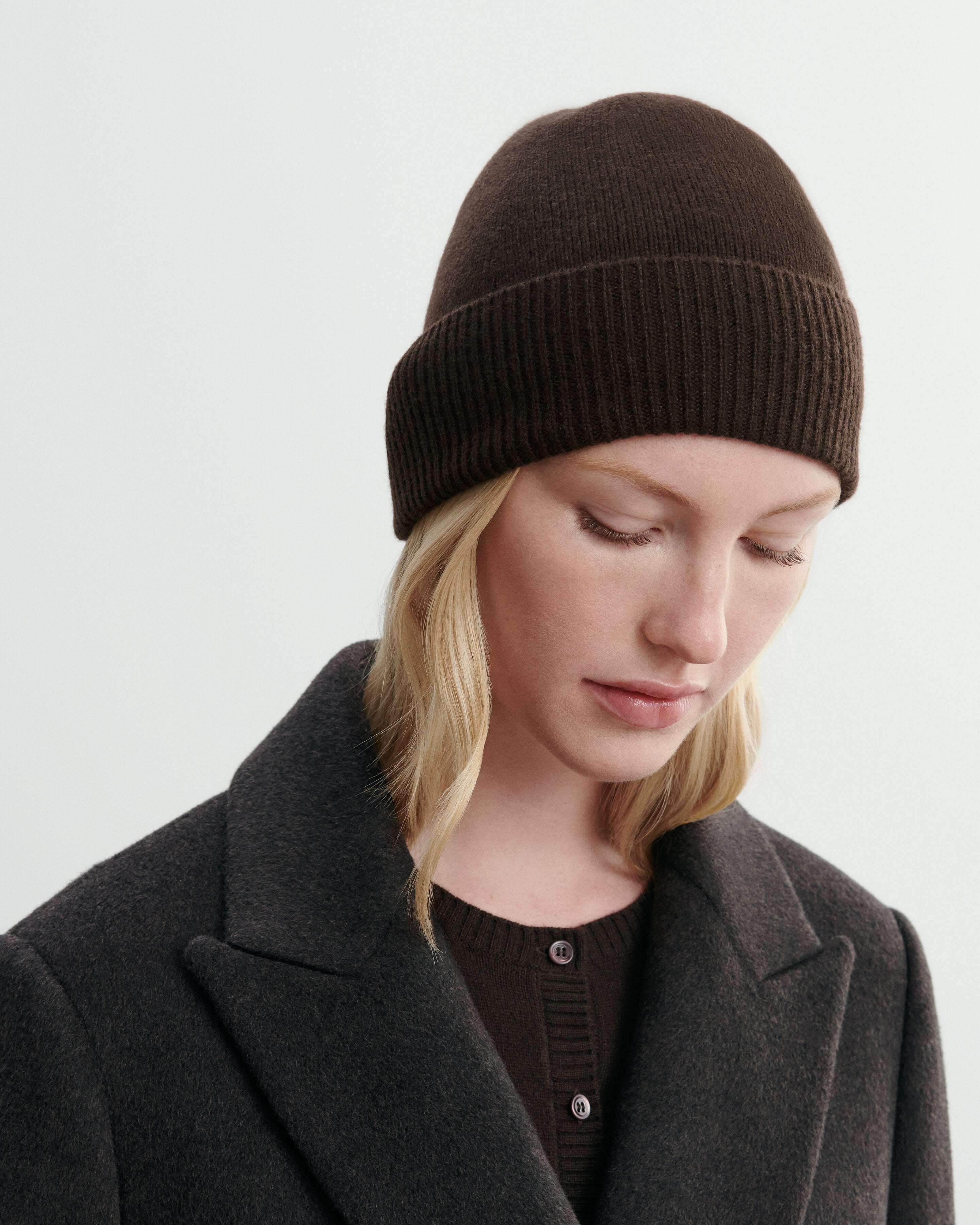 Bonnet classique-CHOCOLAT-100% cachemire