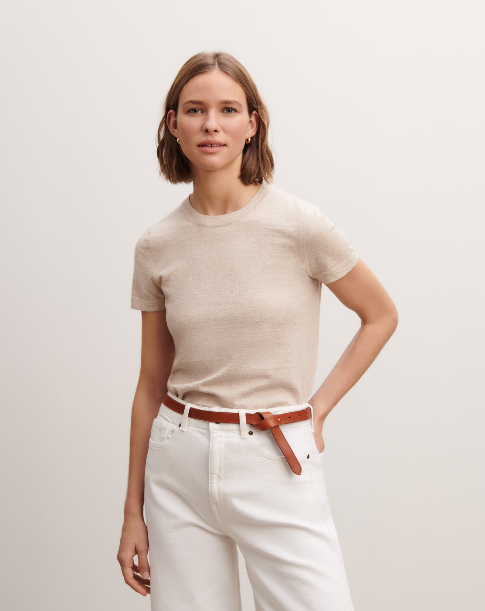 Ceinture à nouer-HAVANE-100% CUIR