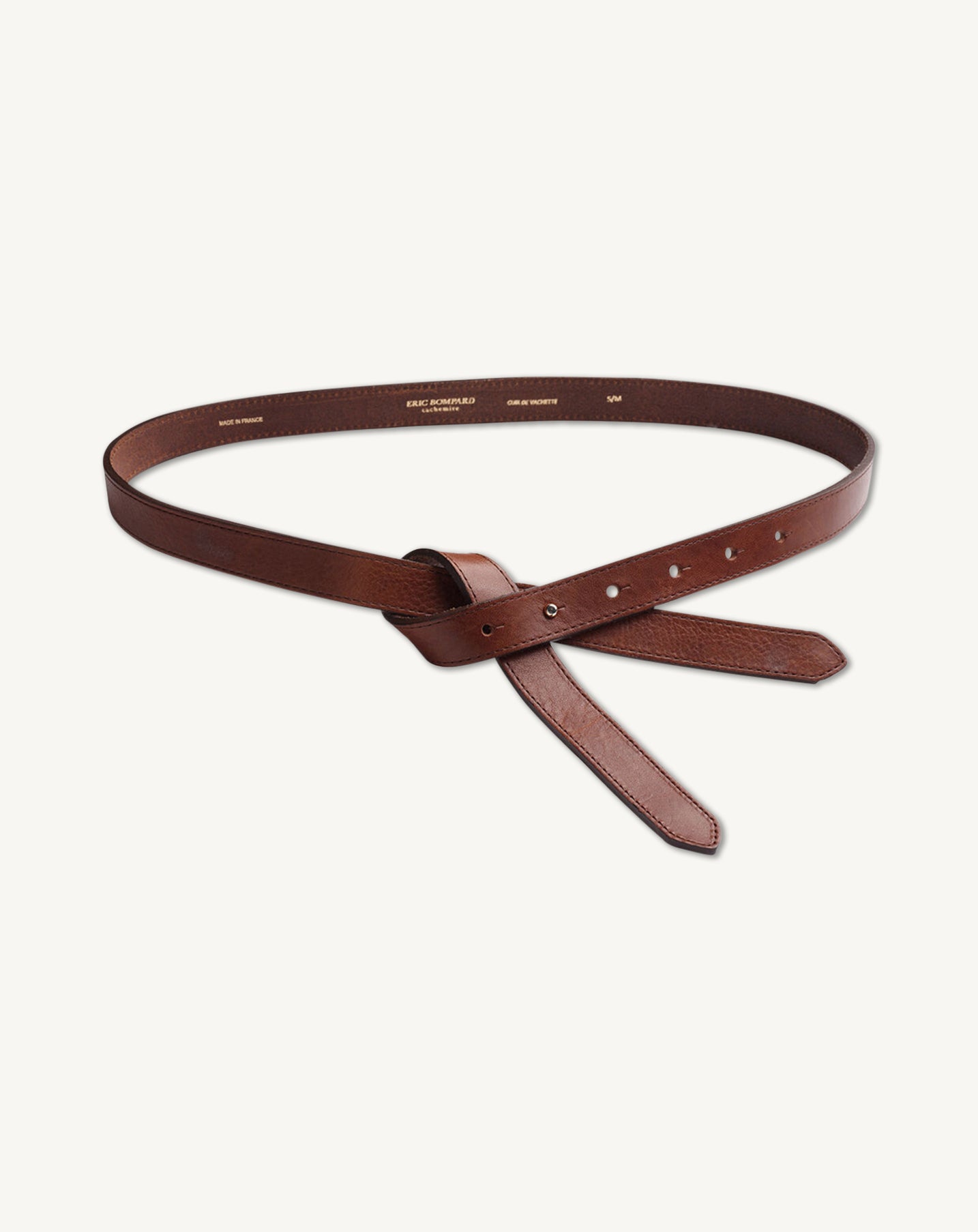 Ceinture à nouer-HAVANE-100% CUIR
