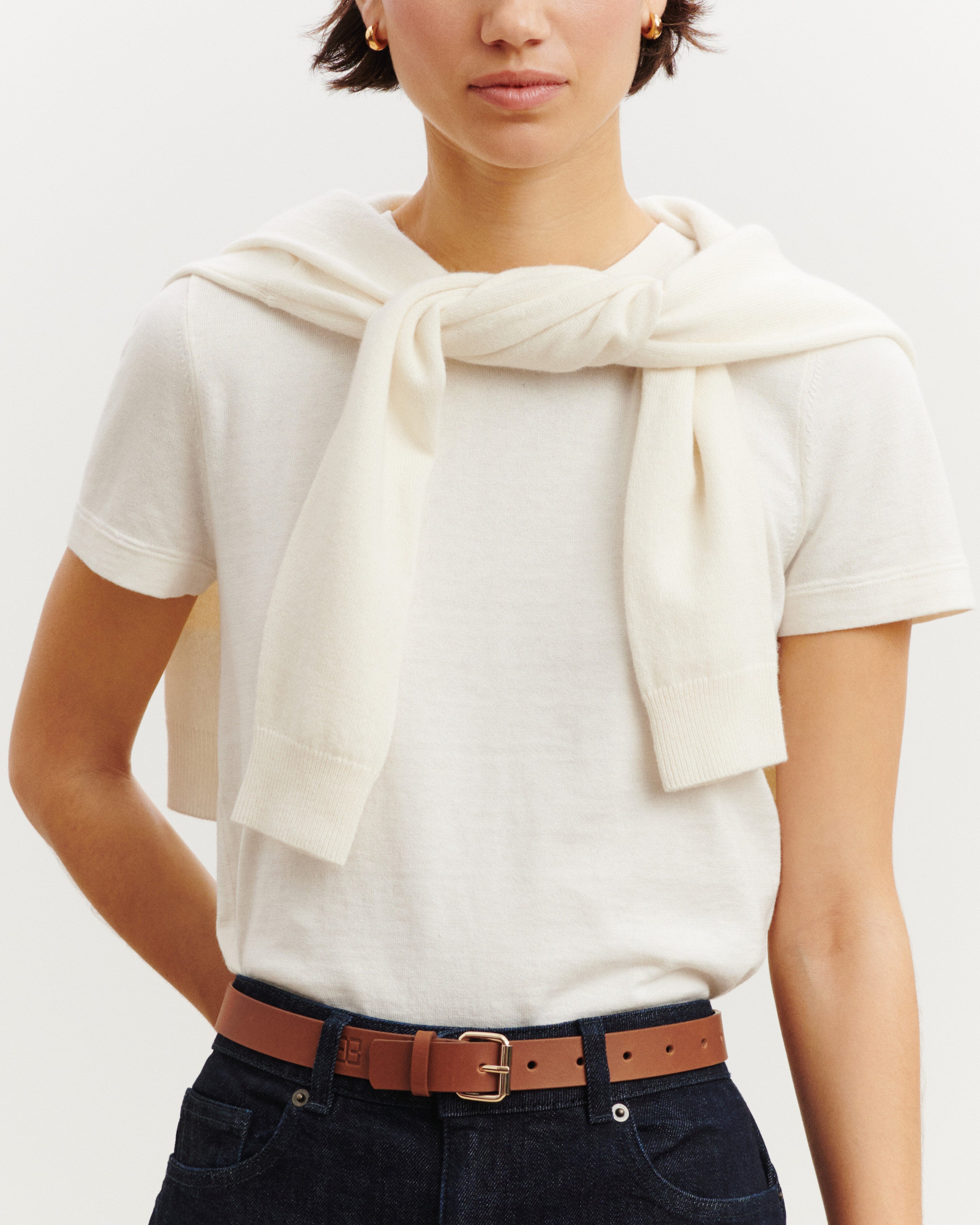 Ceinture fine-ACAJOU-100% cuir