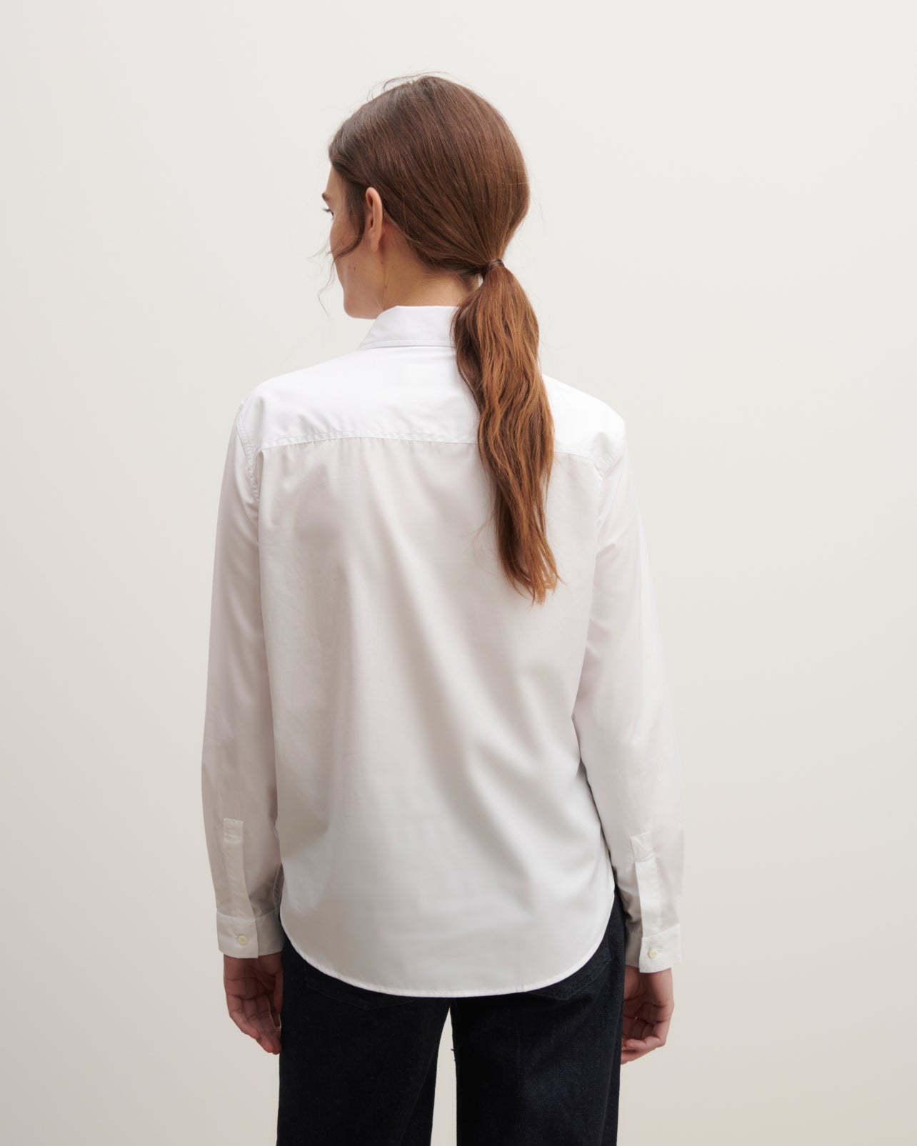 Chemise droite à poche-BLANC-100% COTON BIO