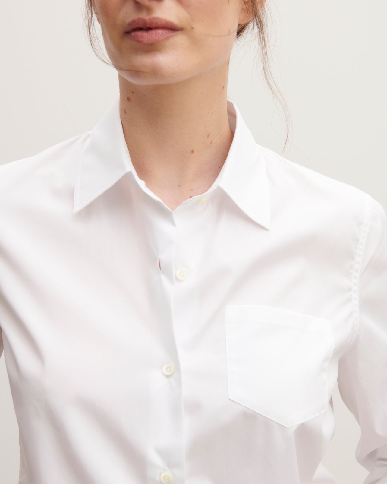 Chemise droite à poche-BLANC-100% COTON BIO