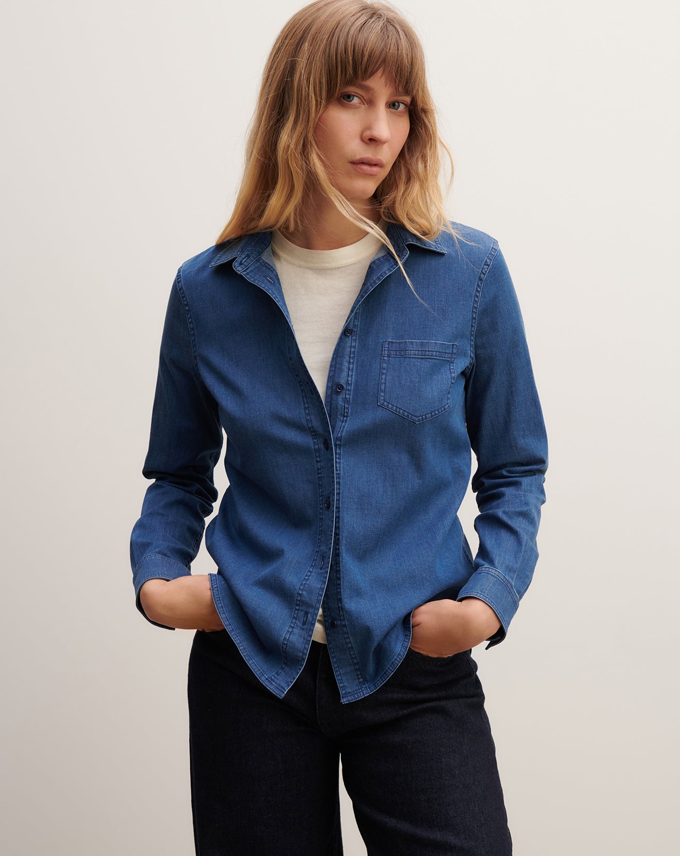 Chemise denim ample-DENIM BLUE-98% COTON 2% ELASTHANE