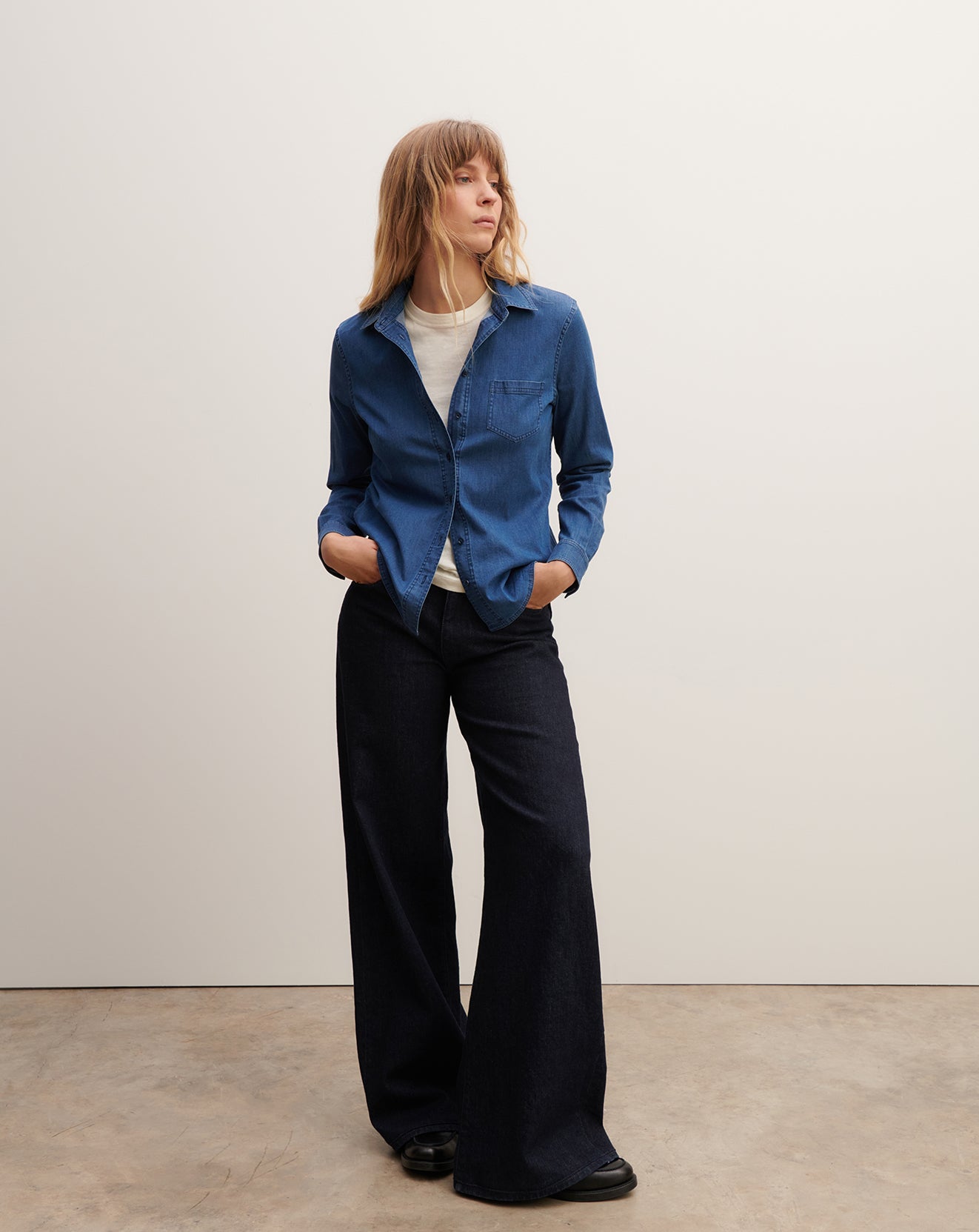 Chemise denim ample-DENIM BLUE-98% COTON 2% ELASTHANE