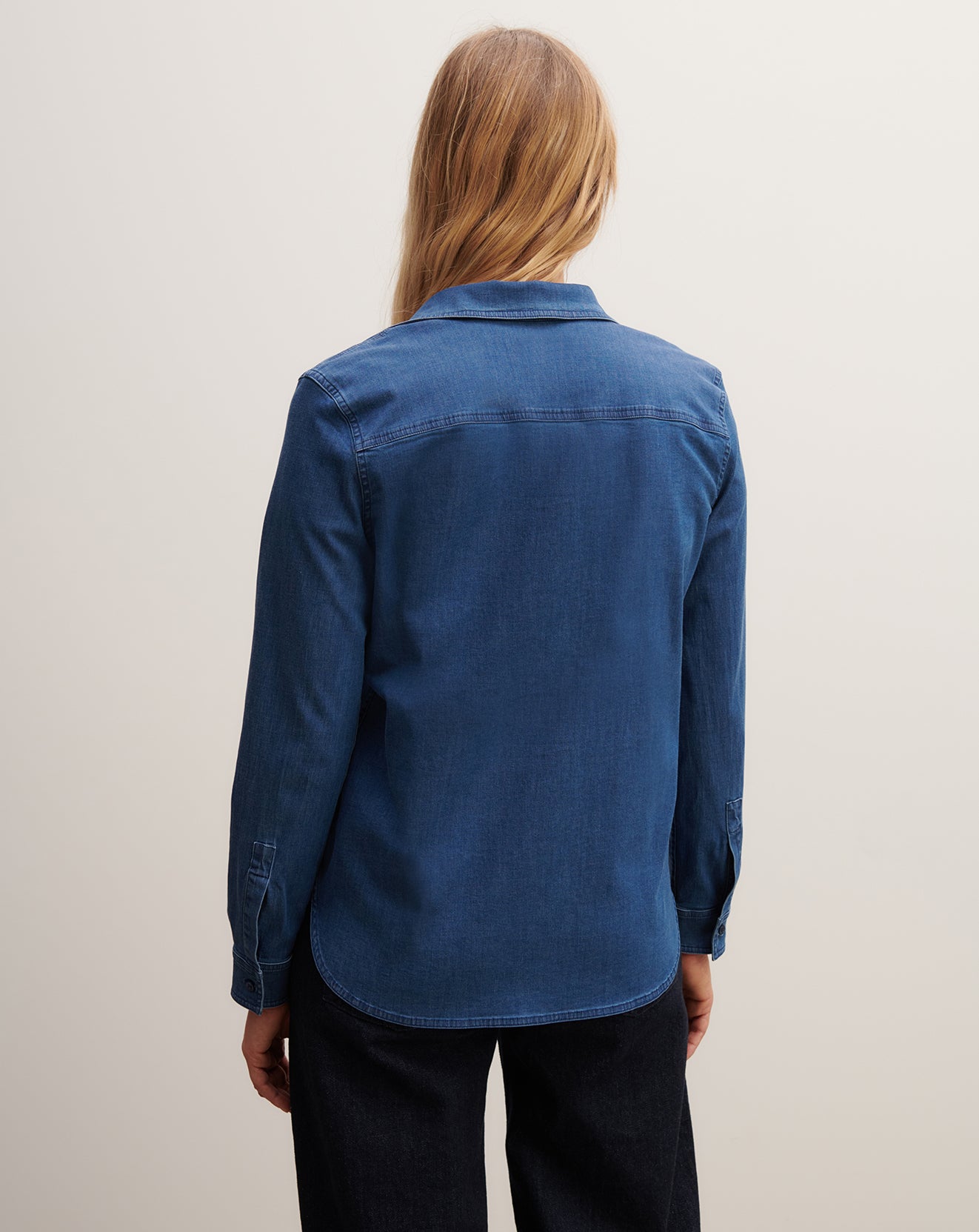 Chemise denim ample-DENIM BLUE-98% COTON 2% ELASTHANE