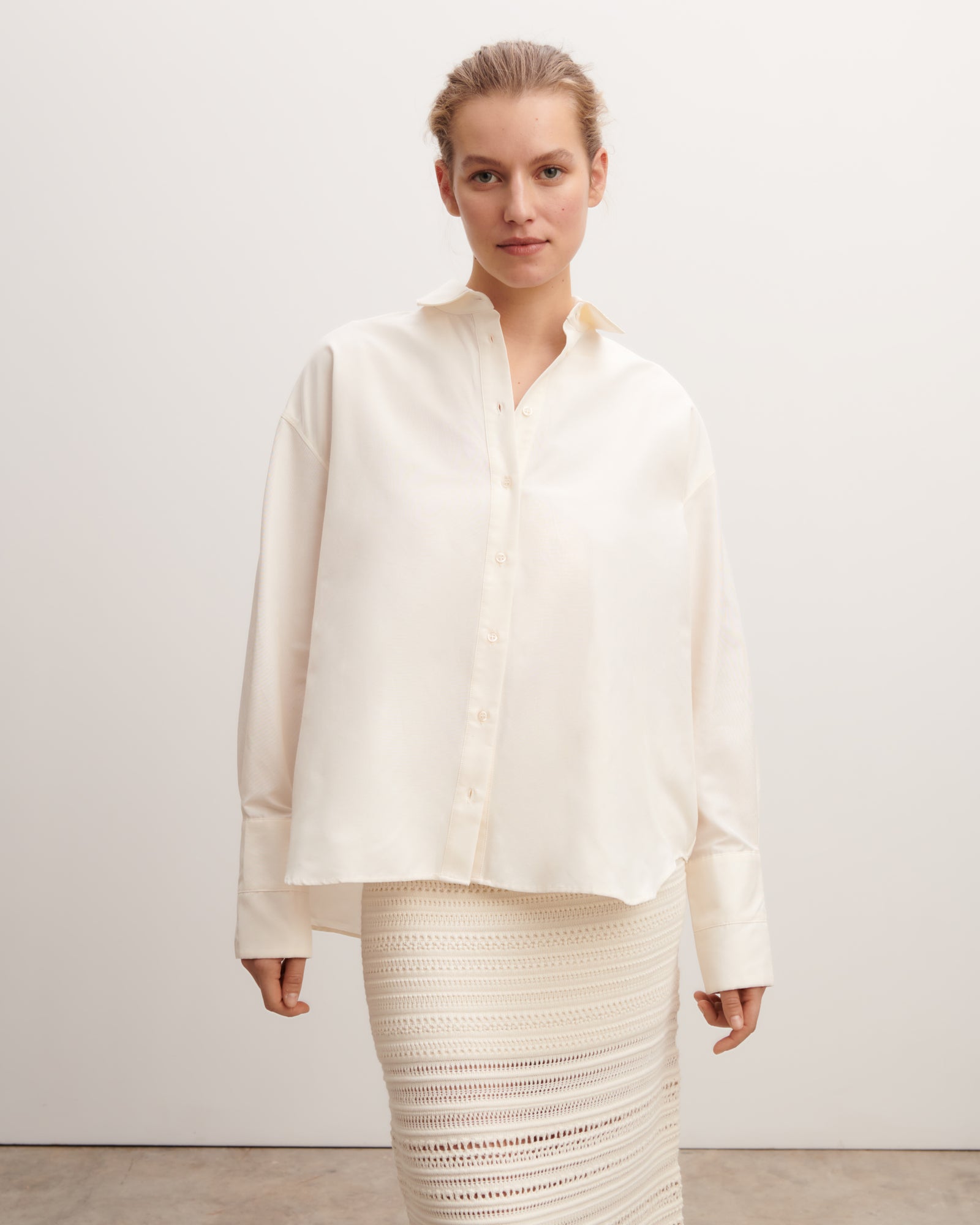 Chemise à fente dos-NATUREL-70% coton 30% soie