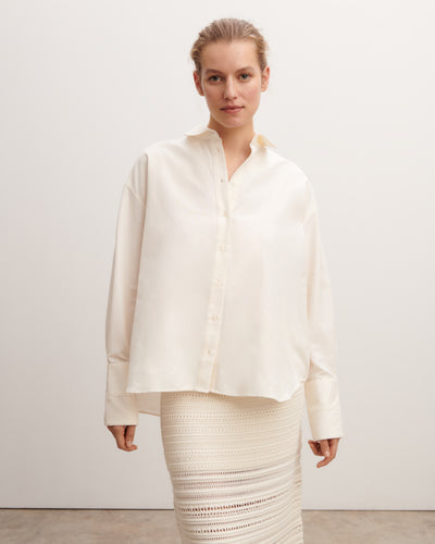 Chemise à fente dos-NATUREL-70% coton 30% soie