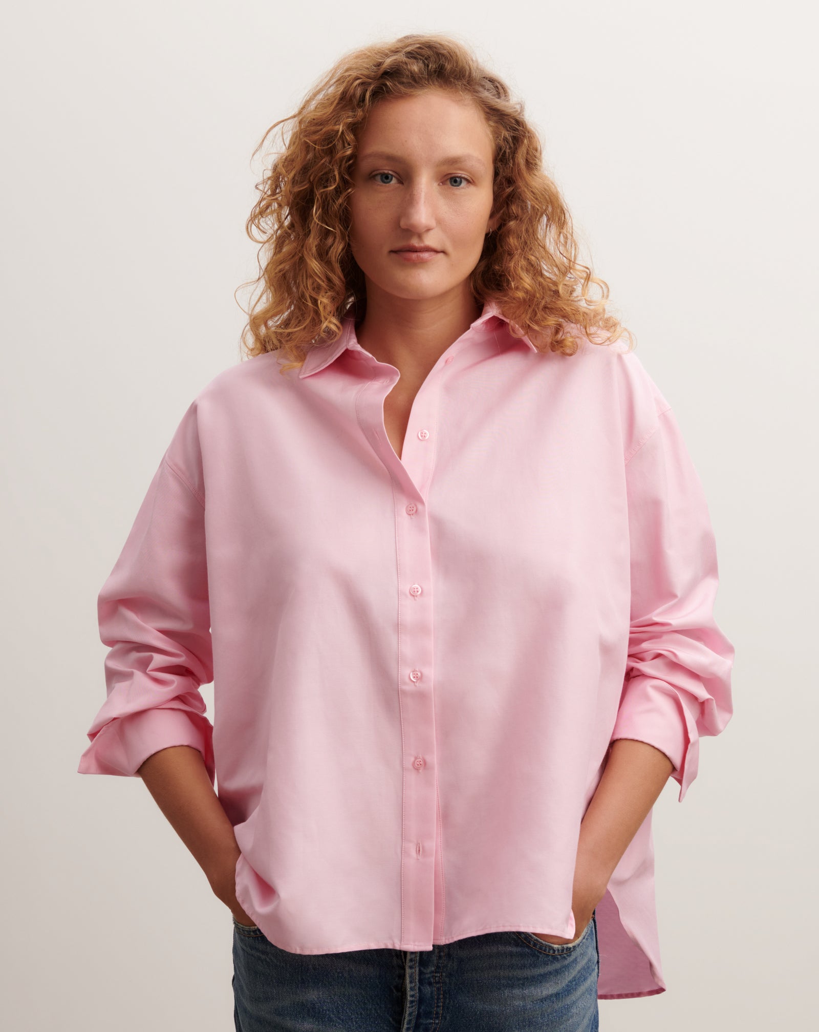 Chemise à fente dos-ROSE INDIEN-70% coton 30% soie