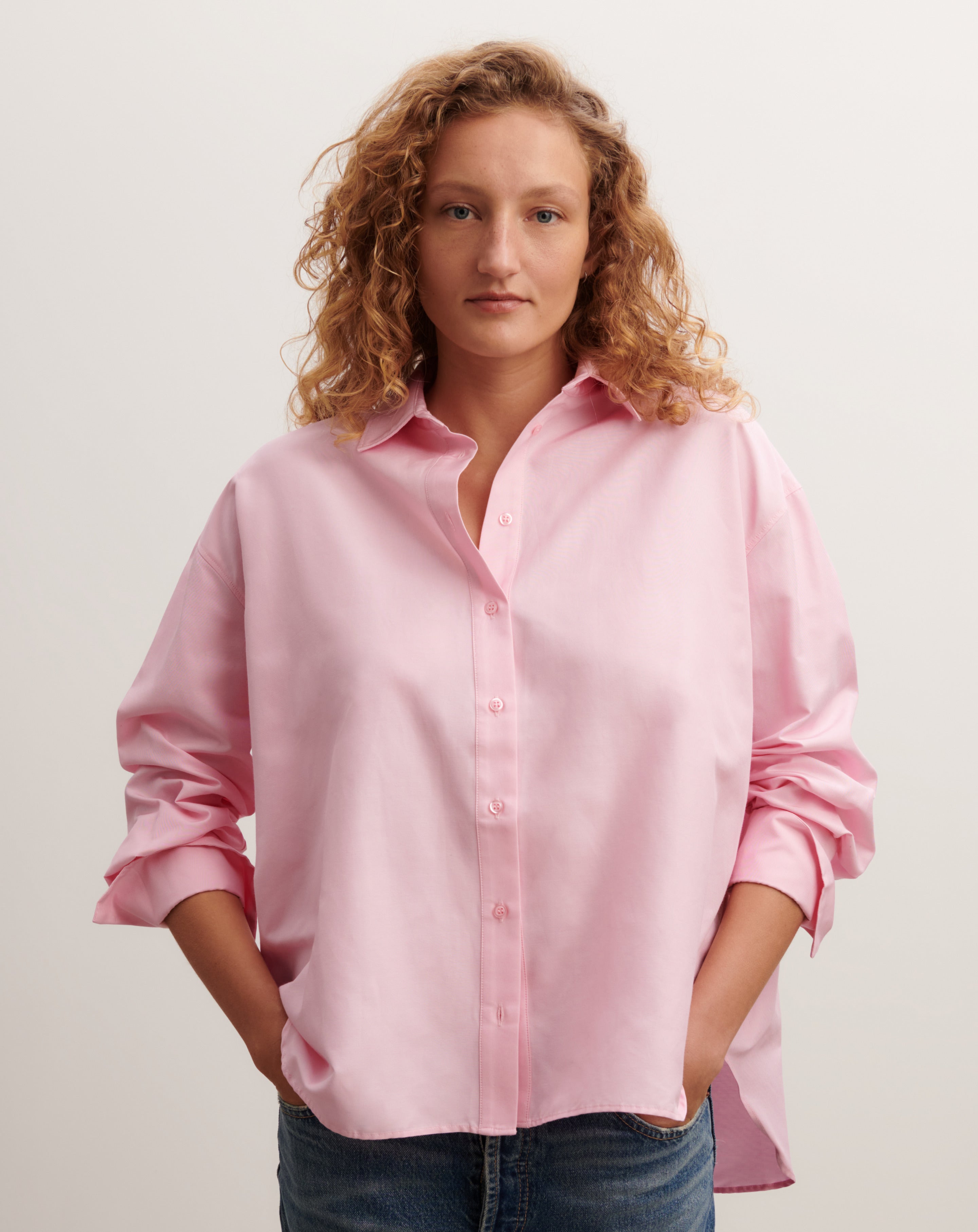 Chemise à fente dos-ROSE INDIEN-70% coton 30% soie
