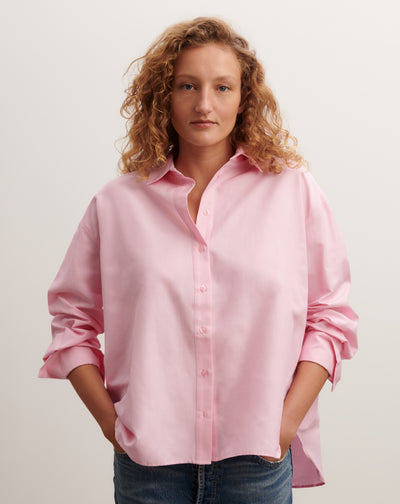 Chemise à fente dos-ROSE INDIEN-70% coton 30% soie