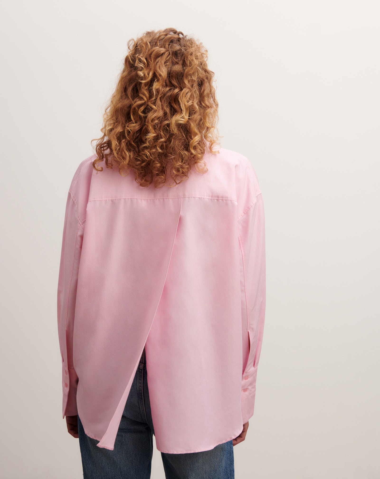 Chemise à fente dos-ROSE INDIEN-70% coton 30% soie