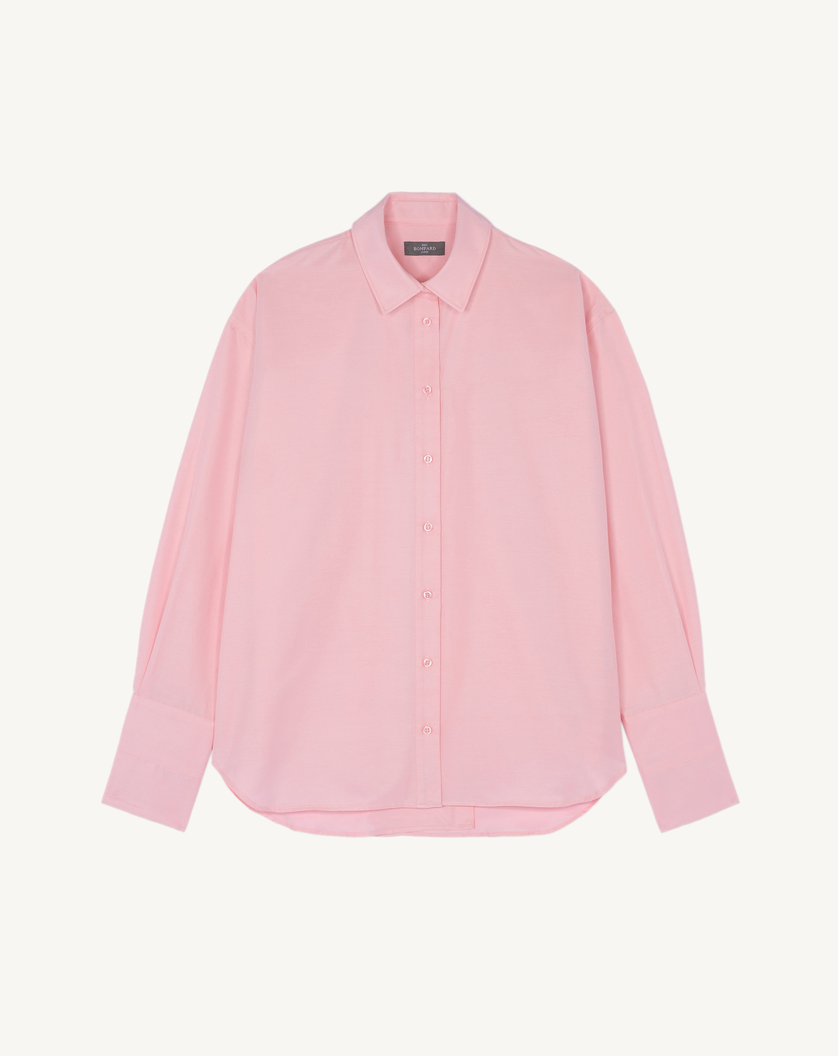 Chemise à fente dos-ROSE INDIEN-70% coton 30% soie