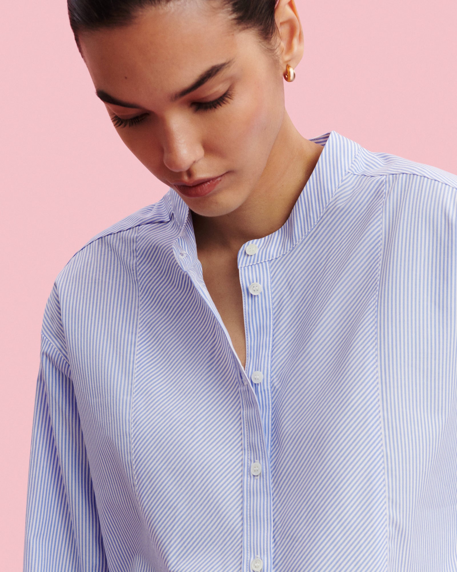 Chemise oversized rayée-BLEU DE DELFT-100% coton