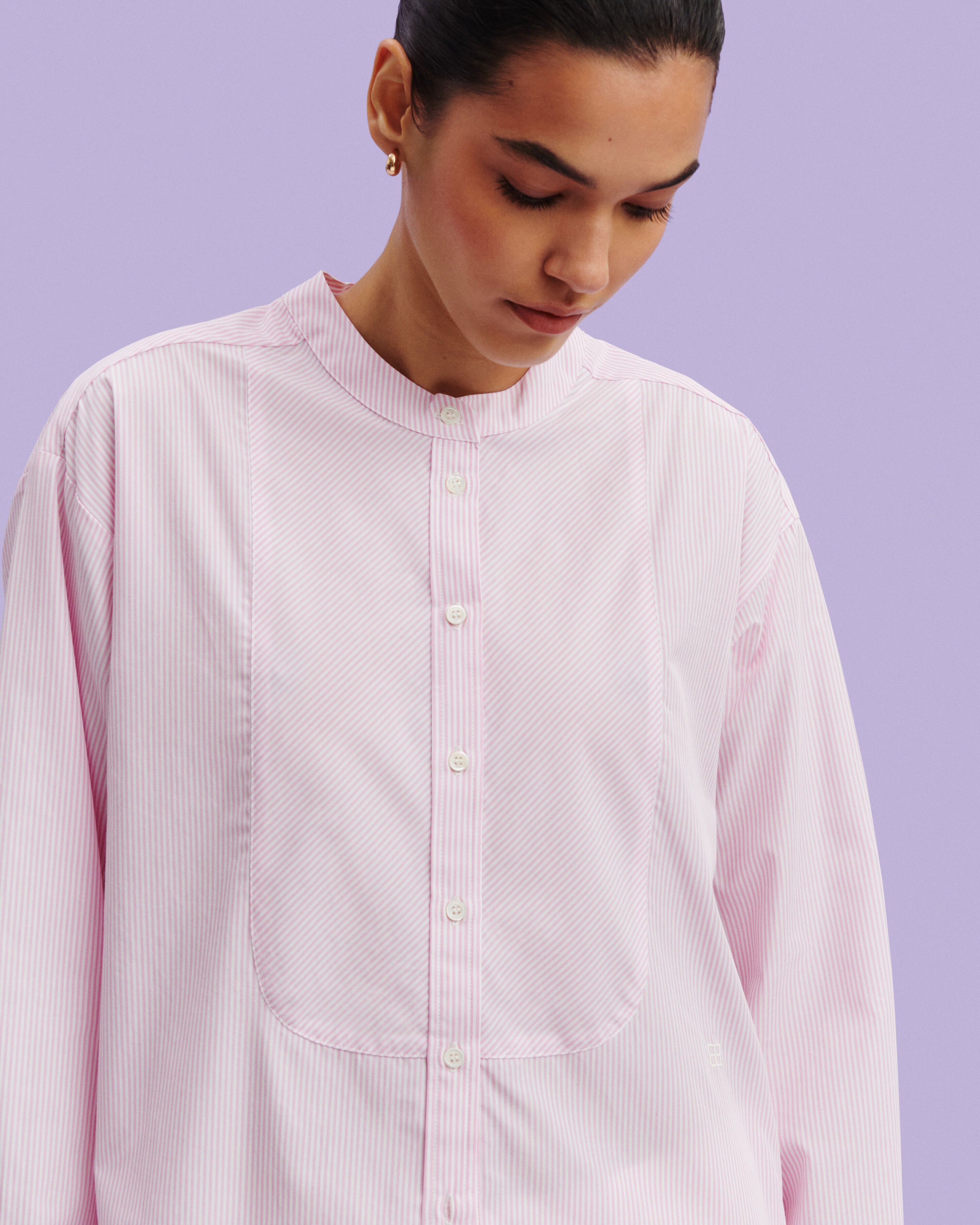 Chemise oversized rayée-ROSE QUARTZ-100% coton