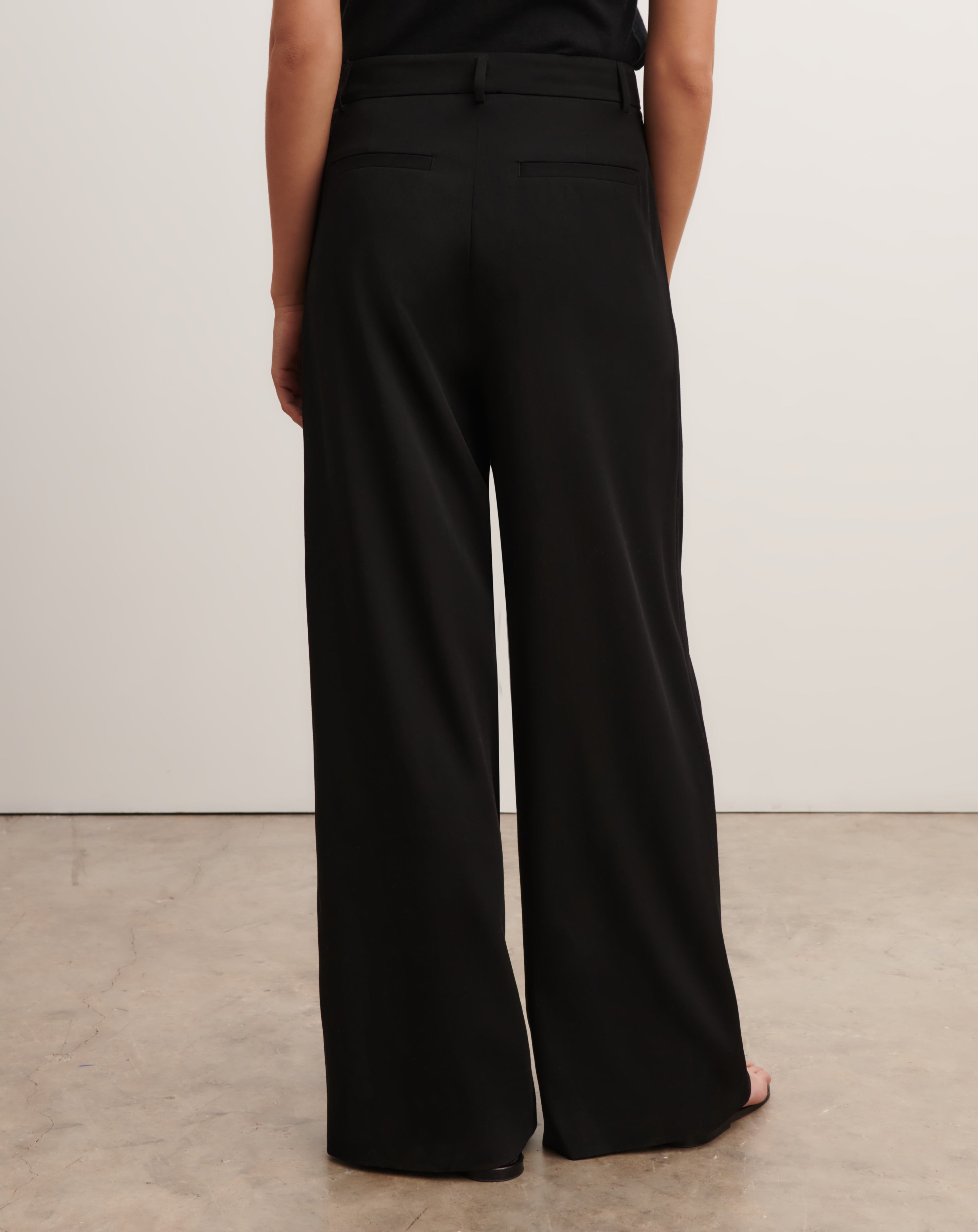 Pantalon ample à plis-NOIR-100% laine