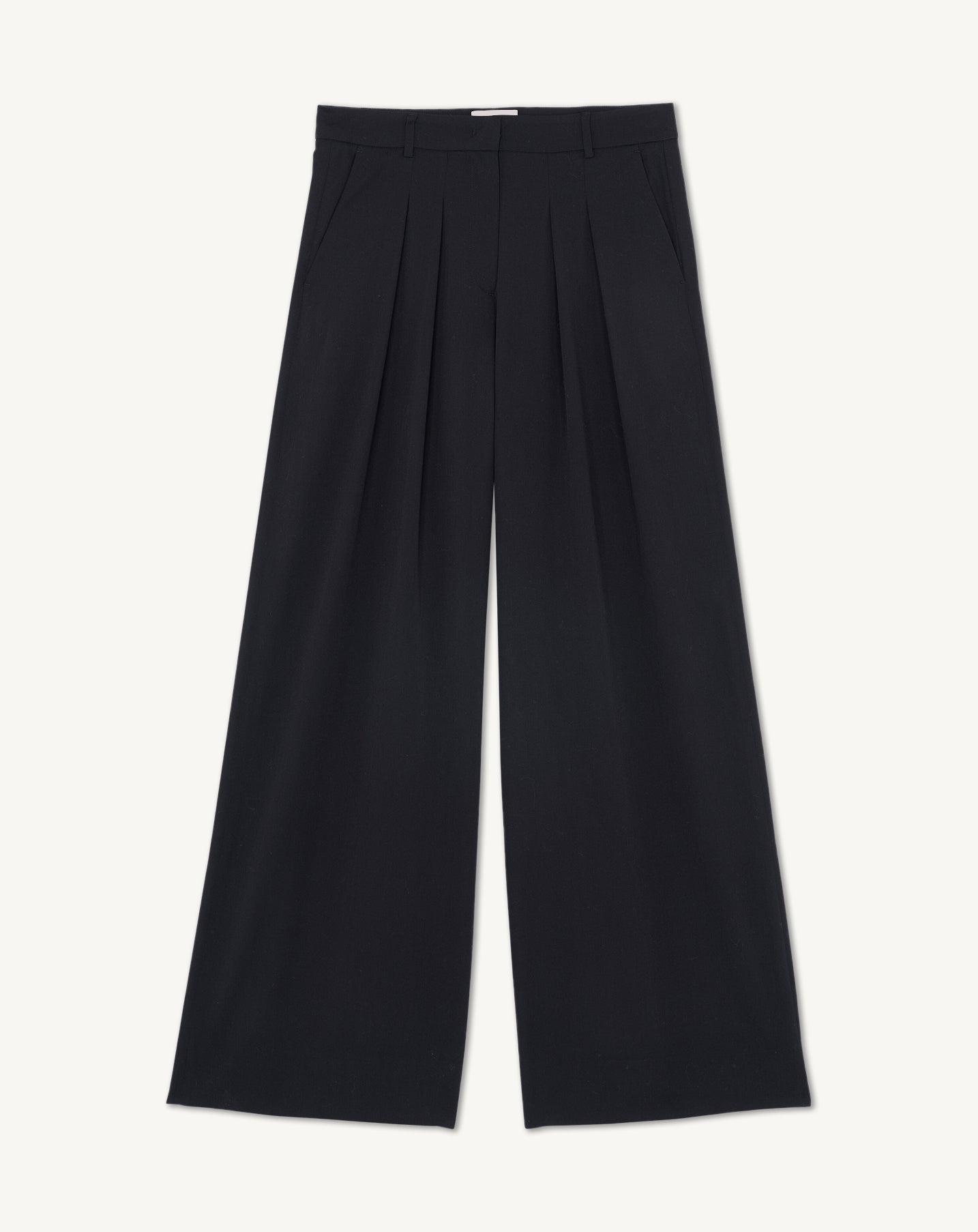 Pantalon ample à plis-NOIR-100% laine