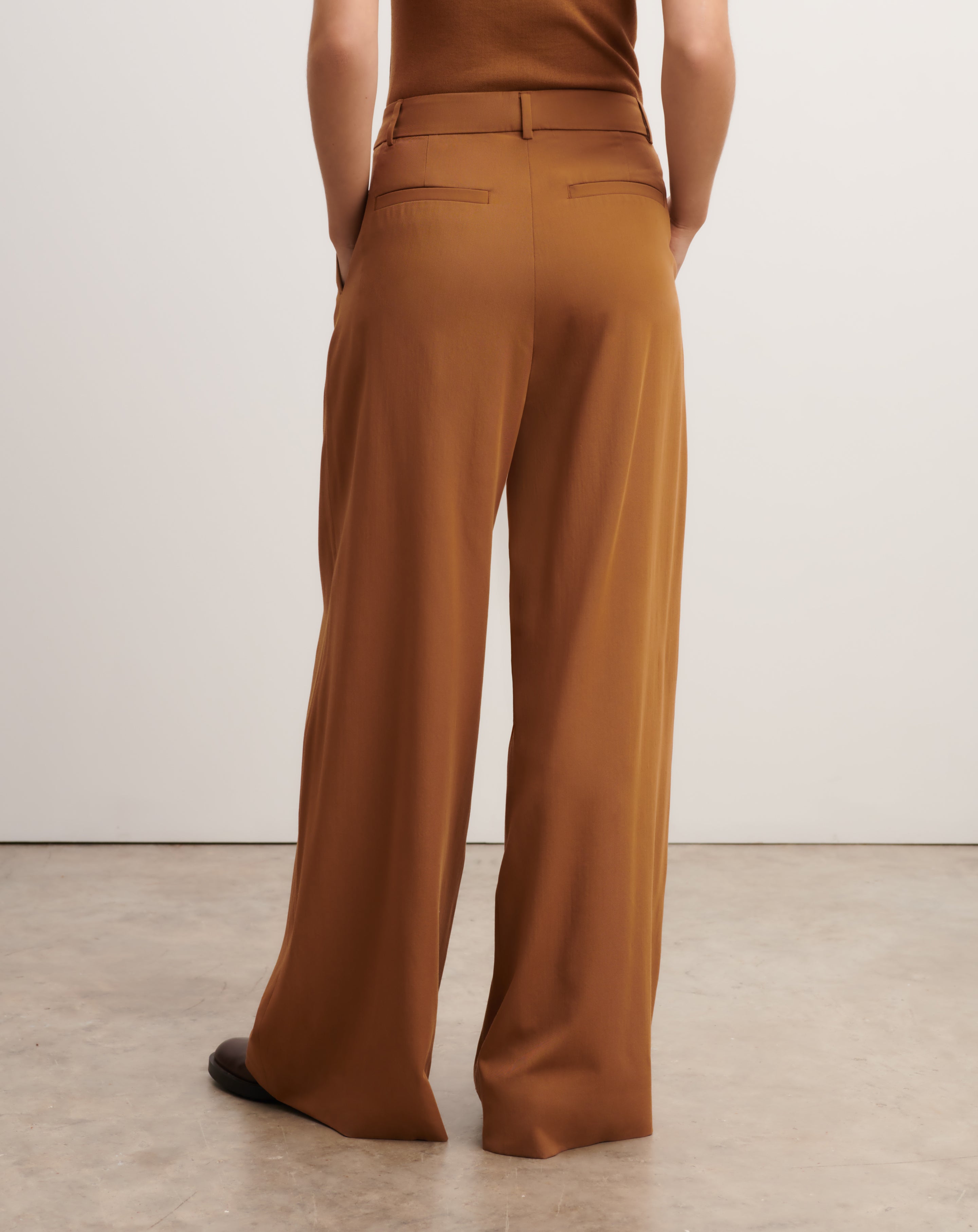 Pantalon ample à plis-MACCHIATO-100% laine