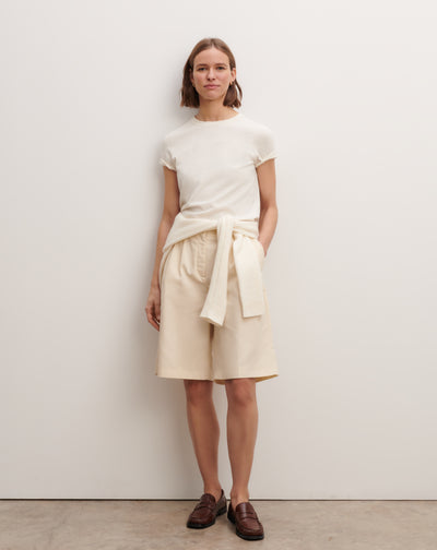 Bermuda à plis-NATUREL-100% coton