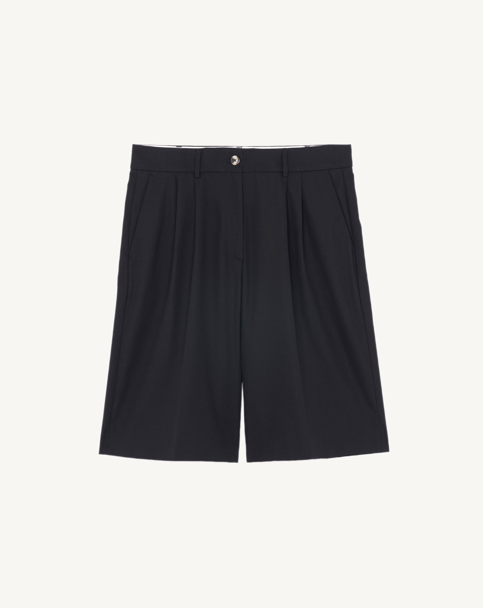 Bermuda à plis-NOIR-100% coton