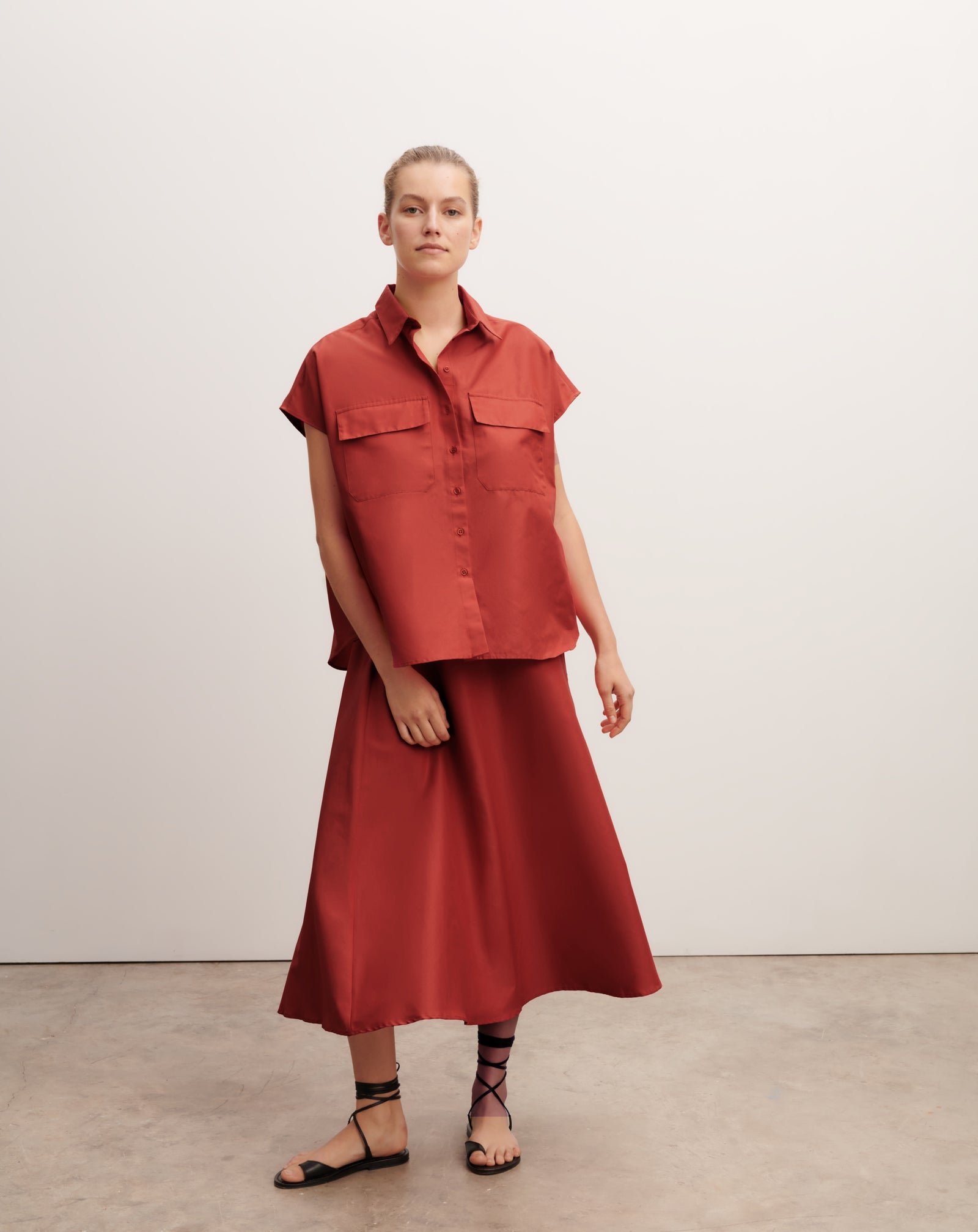 Jupe portefeuille-SANTA FE-70% coton 30% soie