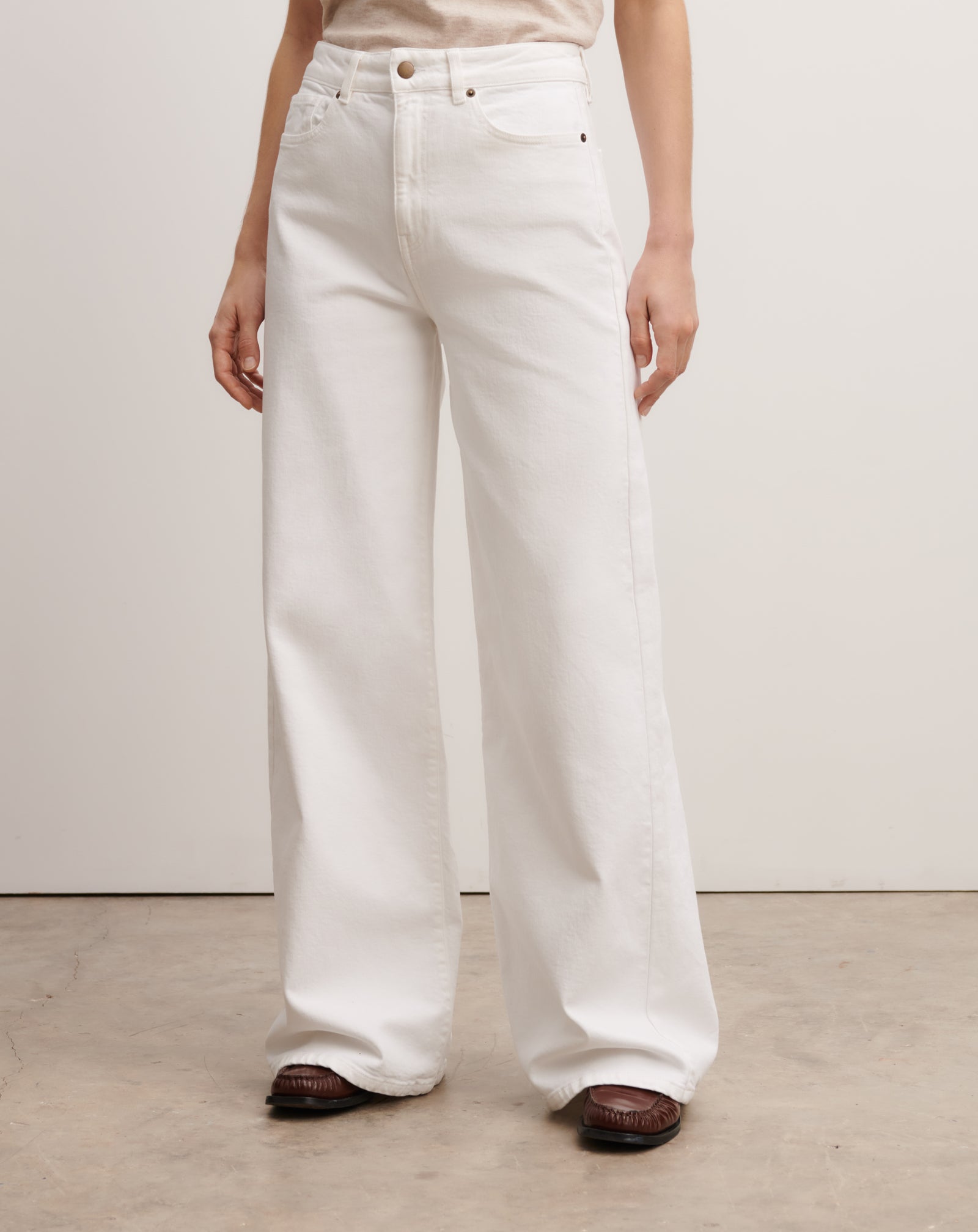Jean denim blanc large-BLANC-98% coton 2% elasthane