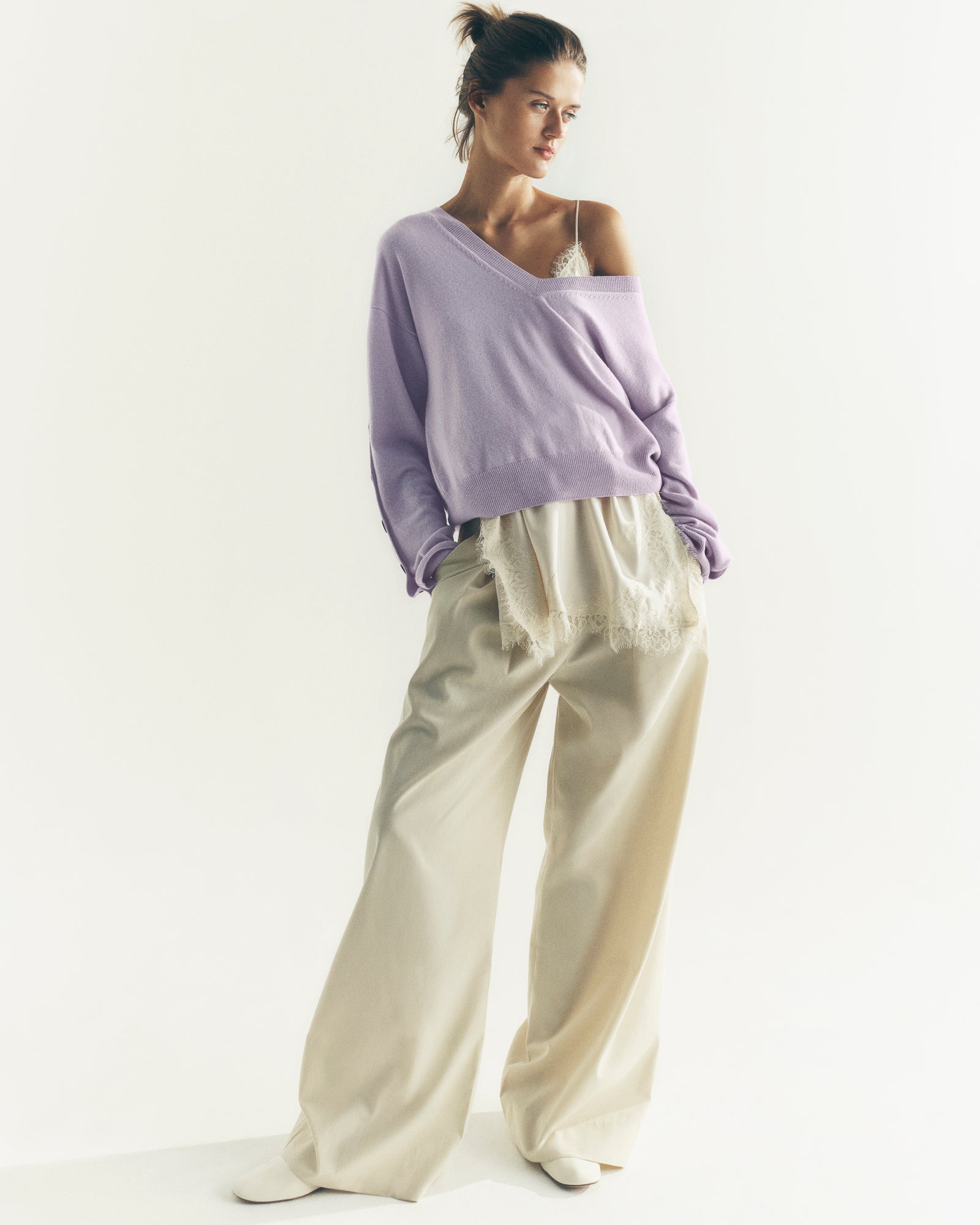 Pantalon ample à plis-NATUREL-100% coton