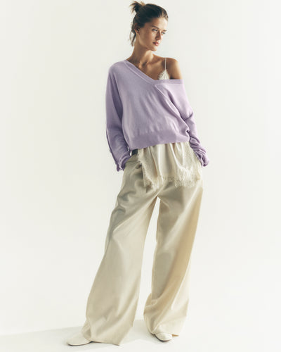 Pantalon ample à plis-NATUREL-100% coton